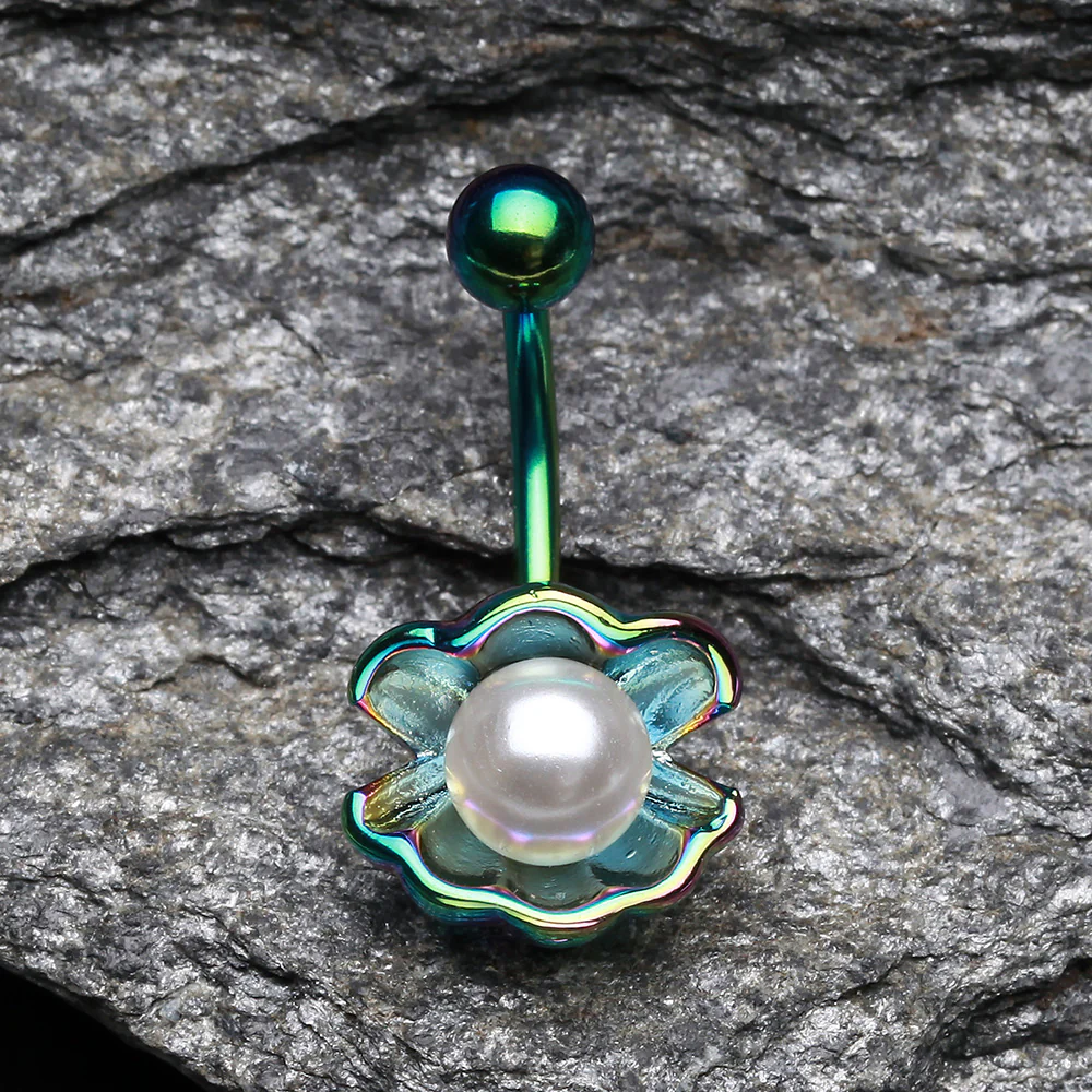Colorline Ariel's Shell with Pearl Belly Button Ring - Image 4