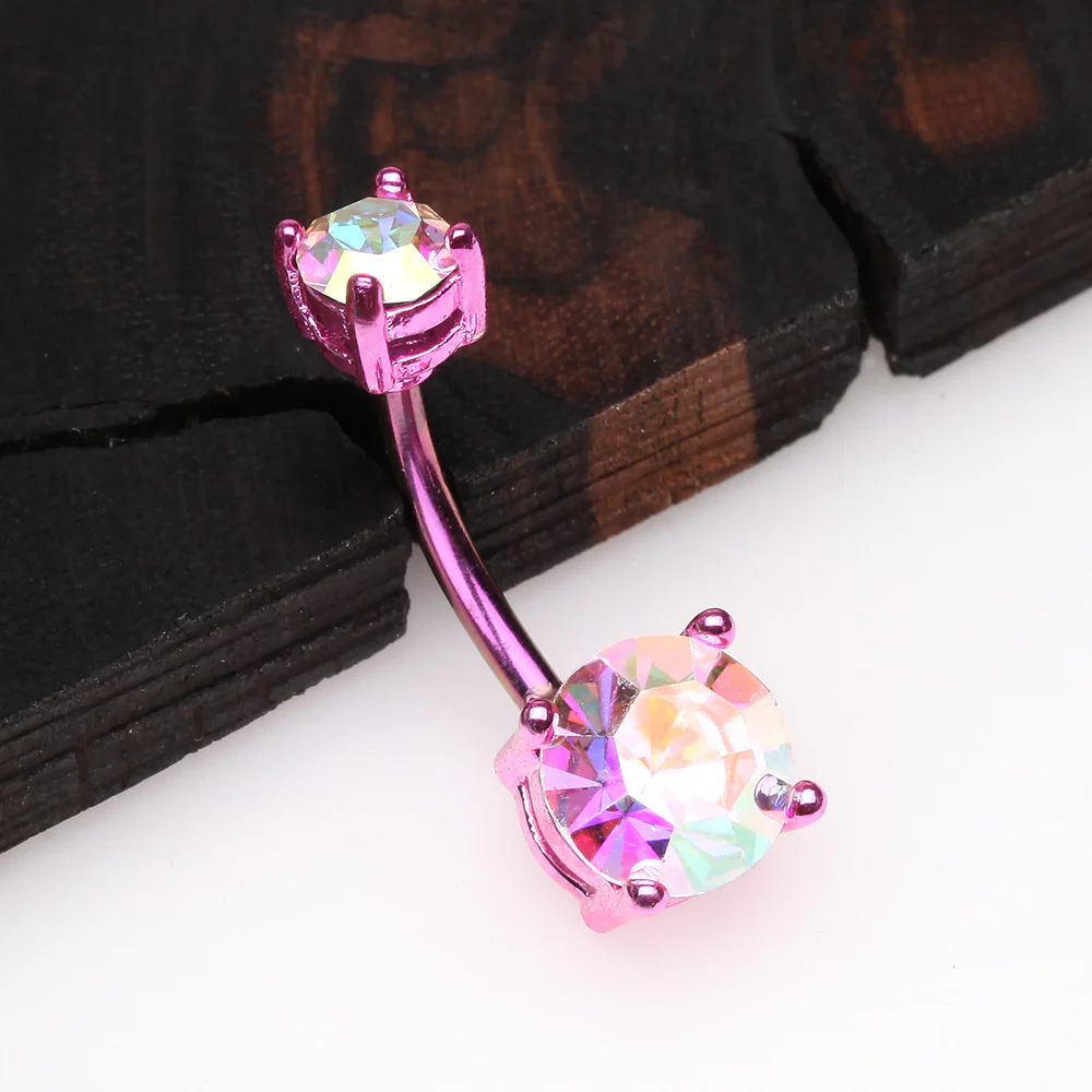 Colorline Brilliant Sparkle Gem Prong Set Belly Button Ring - Image 3