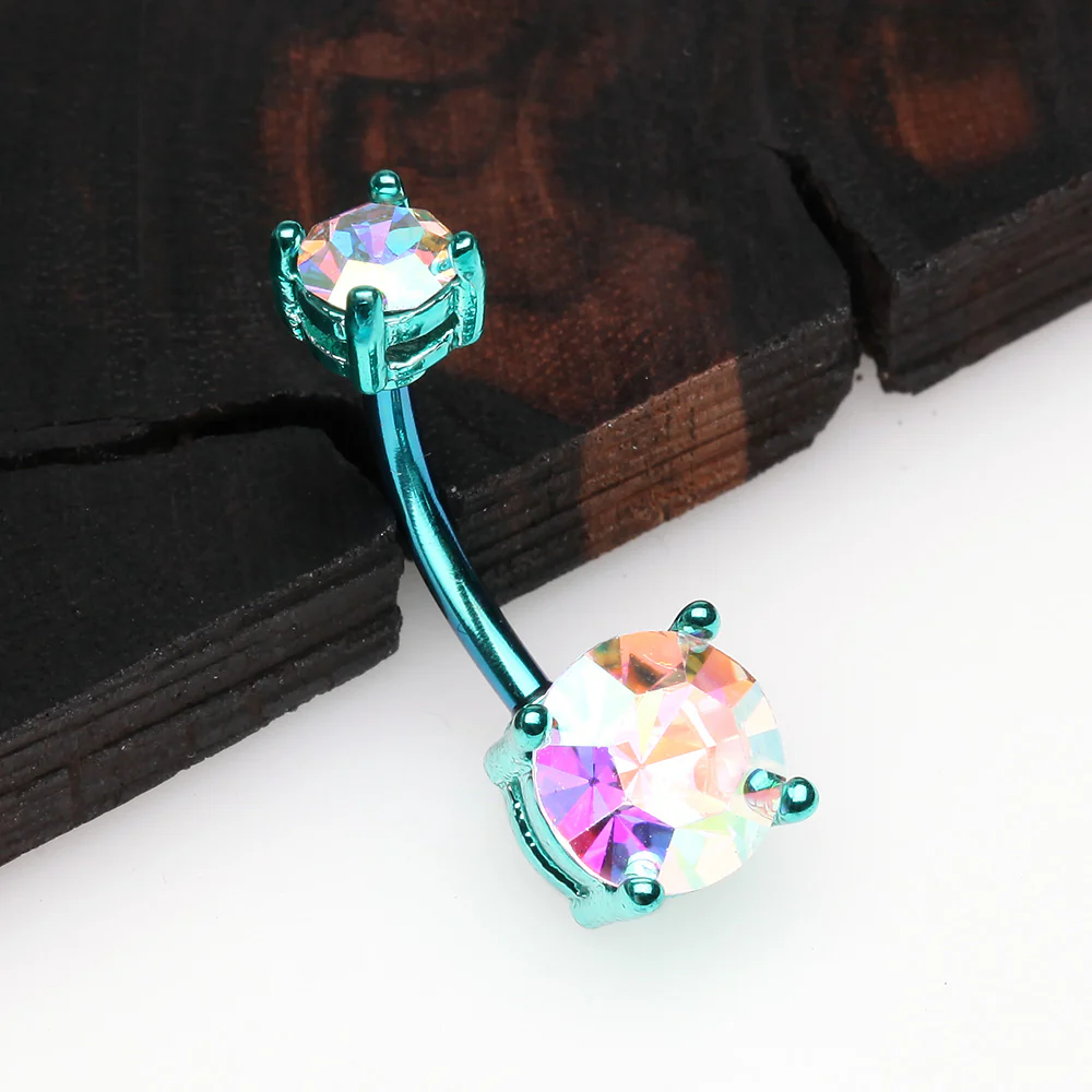 Colorline Brilliant Sparkle Gem Prong Set Belly Button Ring - Image 3