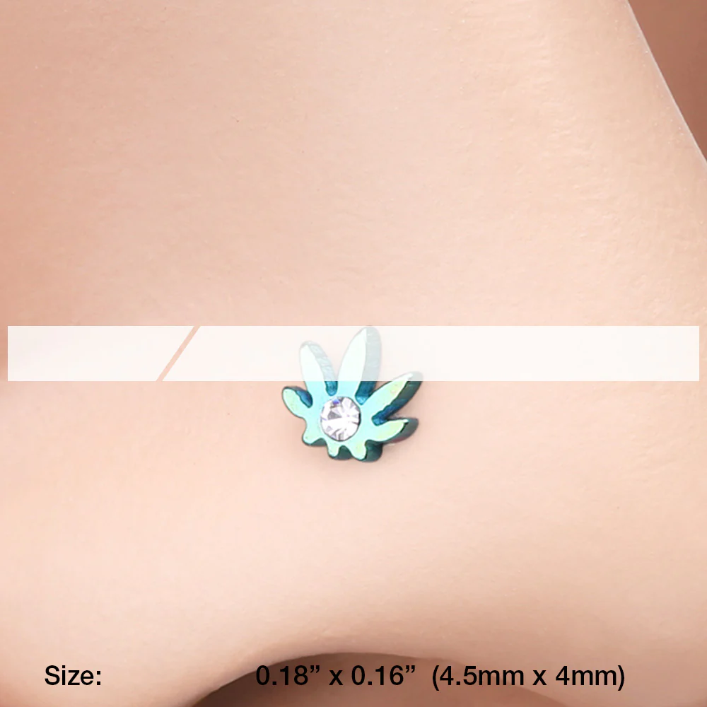 Colorline Cannabis Sparkle Nose Stud Ring - Image 3