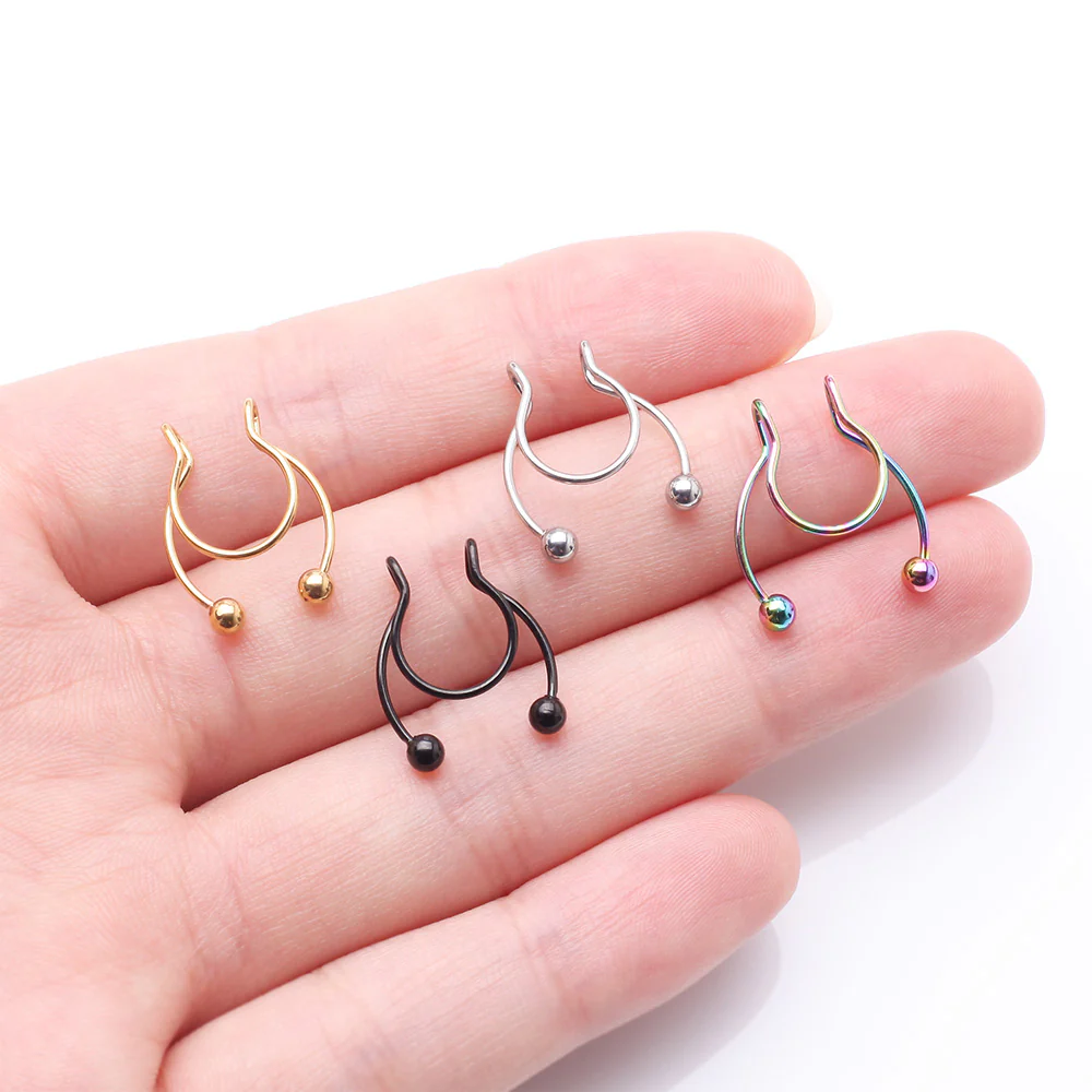 Colorline Clip On Non-Piercing Fake Horseshoe Hoop Ring - Image 4