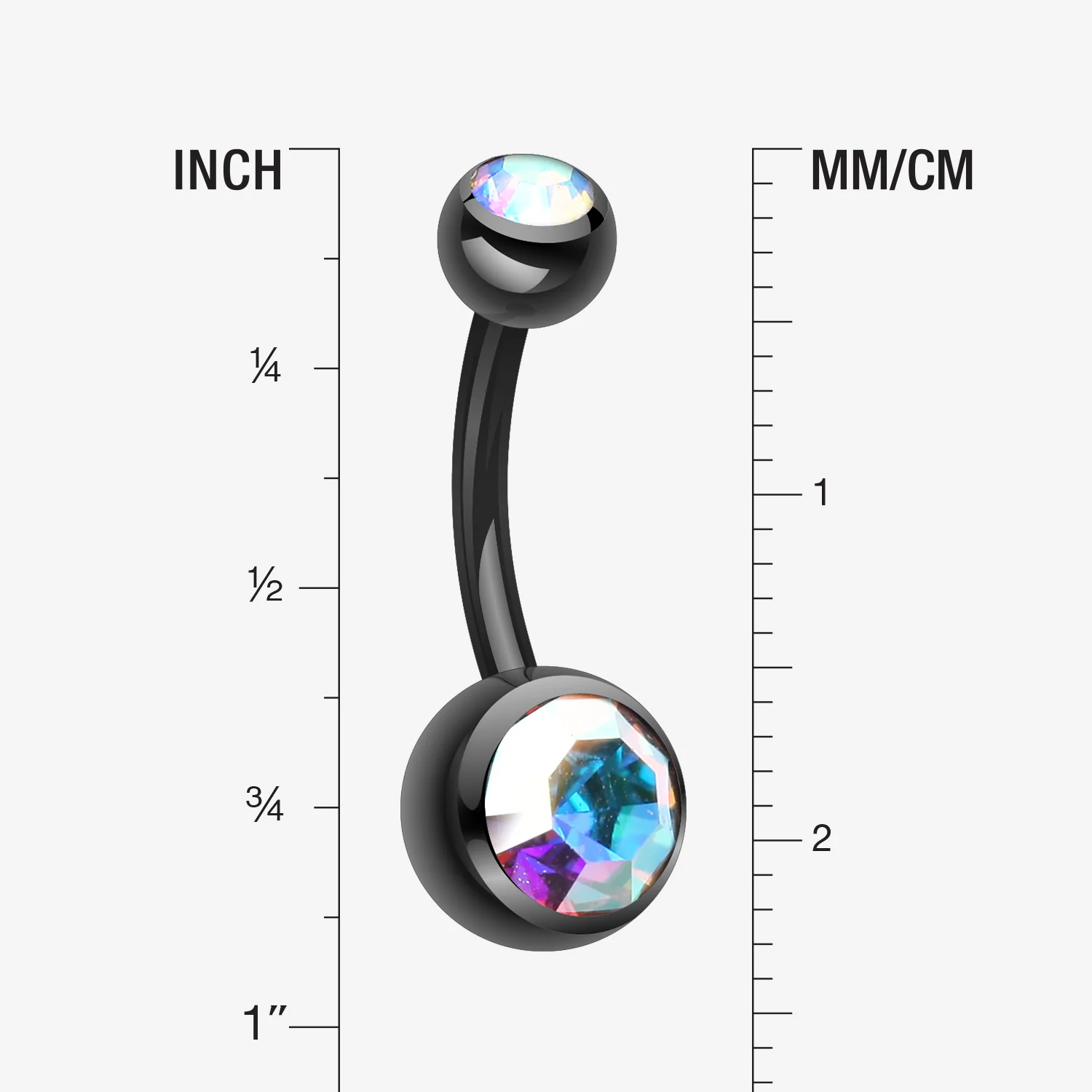 Colorline Double Gem Ball Steel Belly Button Ring - Image 2
