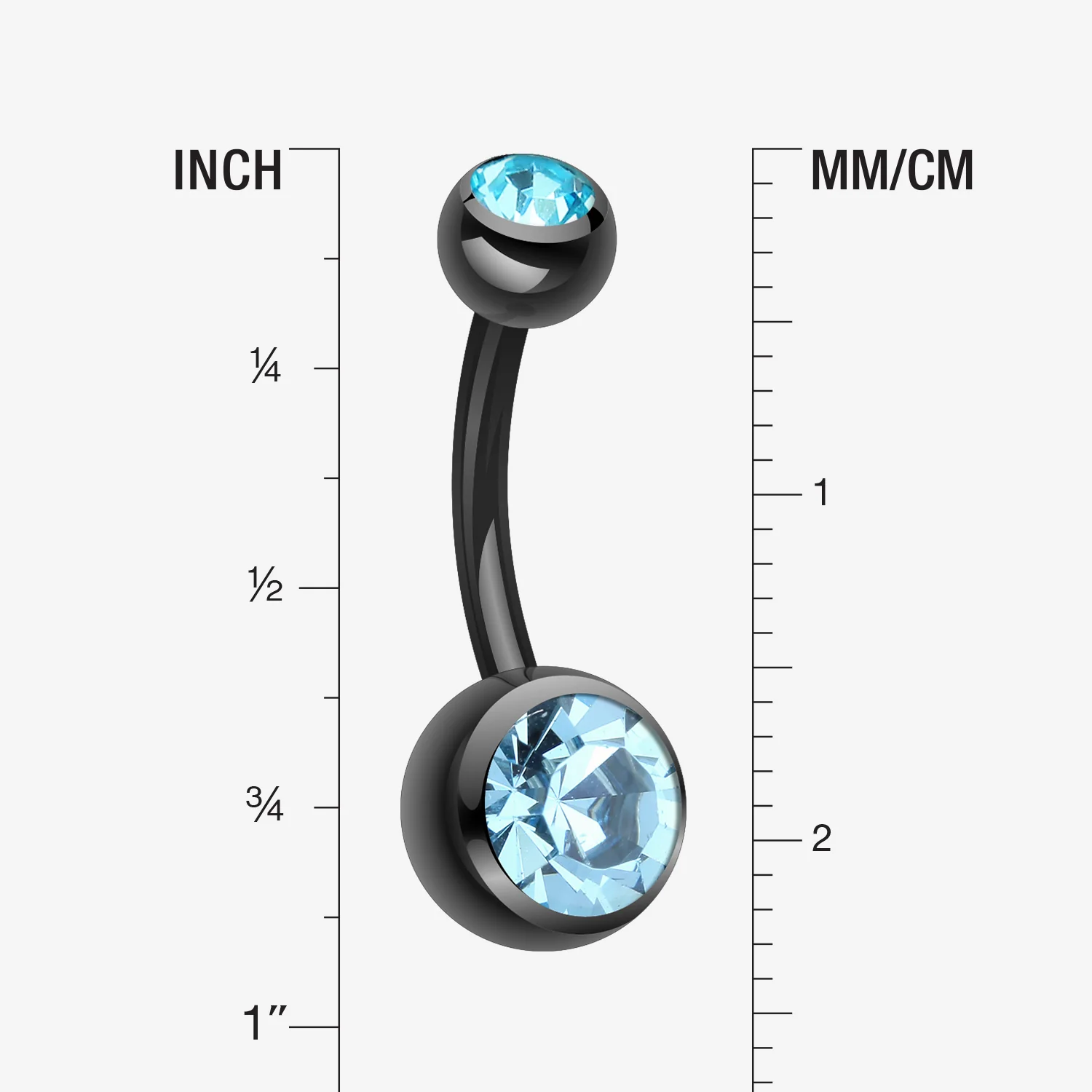 Colorline Double Gem Ball Steel Belly Button Ring - Image 2