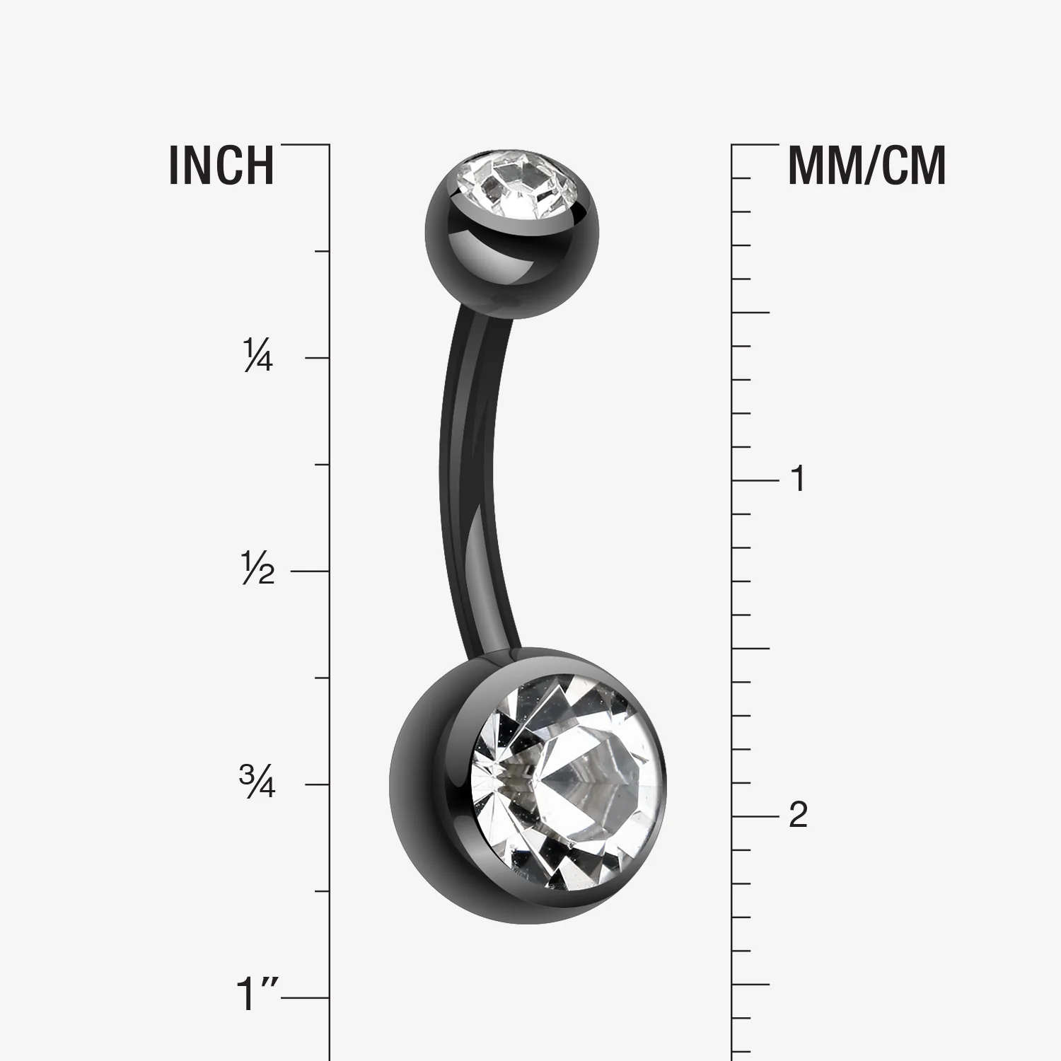 Colorline Double Gem Ball Steel Belly Button Ring - Image 2