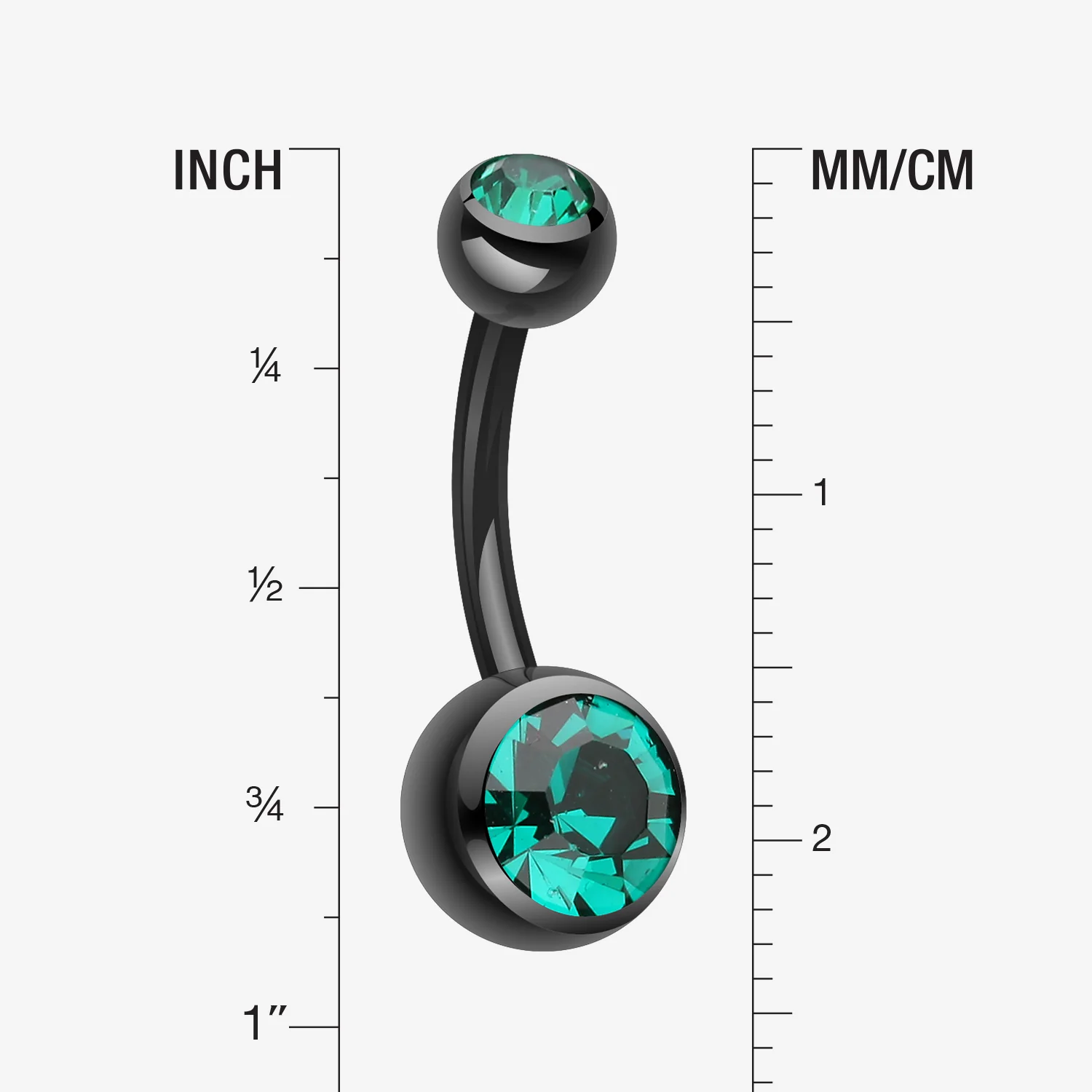 Colorline Double Gem Ball Steel Belly Button Ring - Image 2