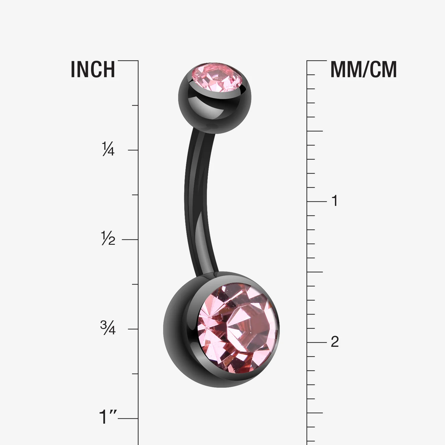 Colorline Double Gem Ball Steel Belly Button Ring - Image 2