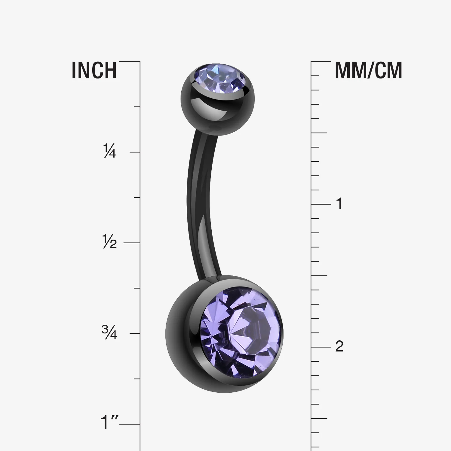 Colorline Double Gem Ball Steel Belly Button Ring - Image 2
