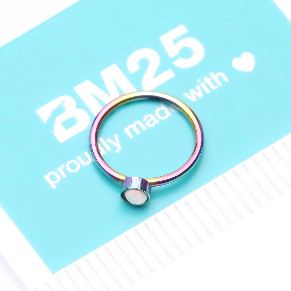 Colorline Fire Opal Sparkle Bezel Set Bendable Hoop Ring - Image 5