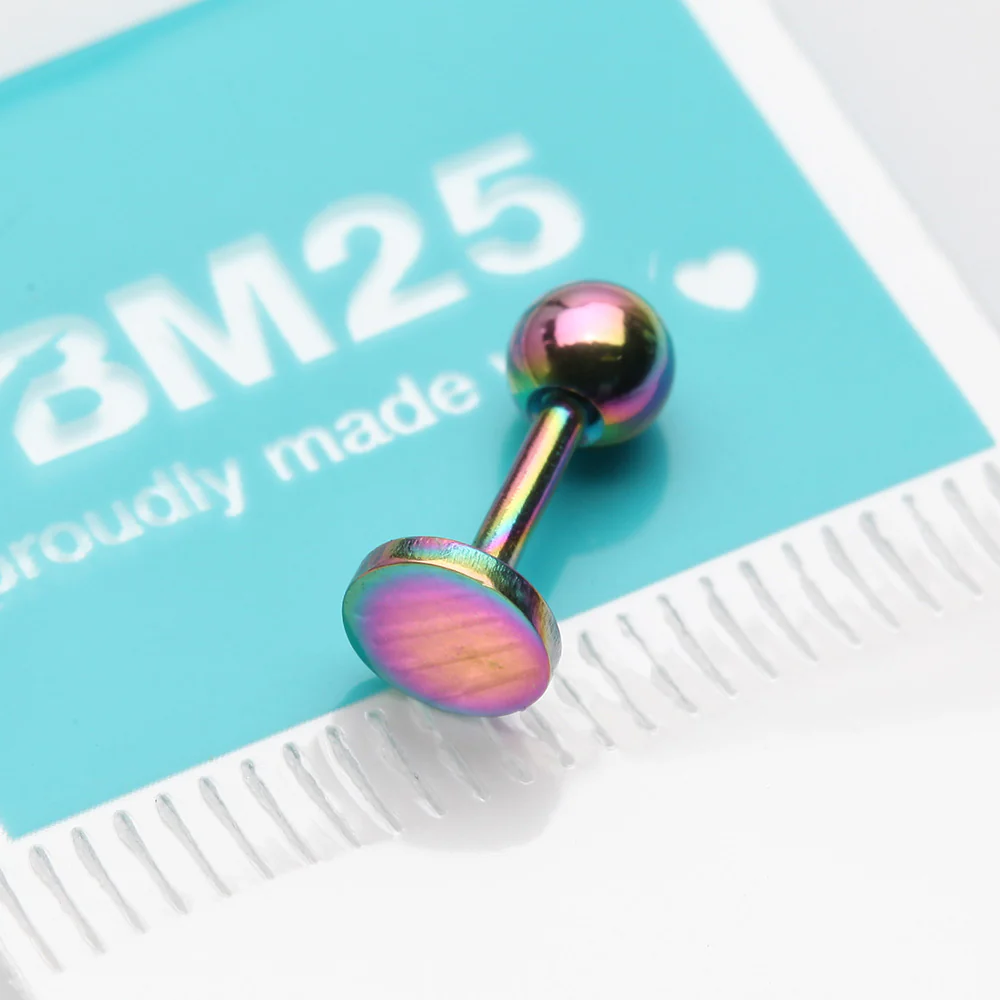Colorline Flat Circle Top Cartilage Tragus Barbell Earring - Image 3