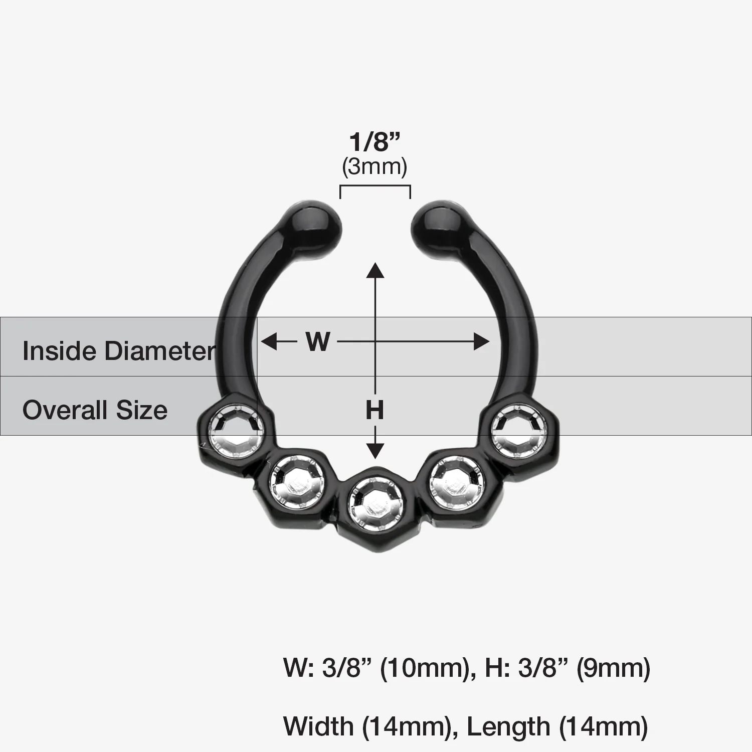 Colorline Hexa Gemina Sparkle Fake Septum Clip-On Ring - Image 2
