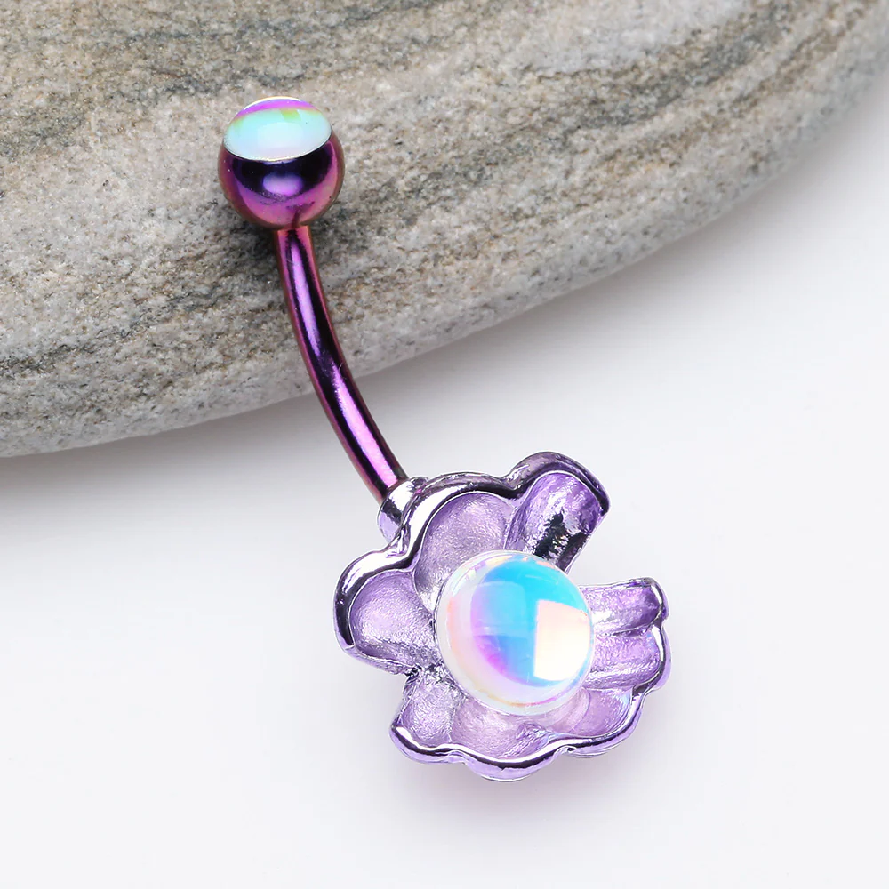 Colorline Iridescent Revo Ariel's Shell Belly Button Ring - Image 3