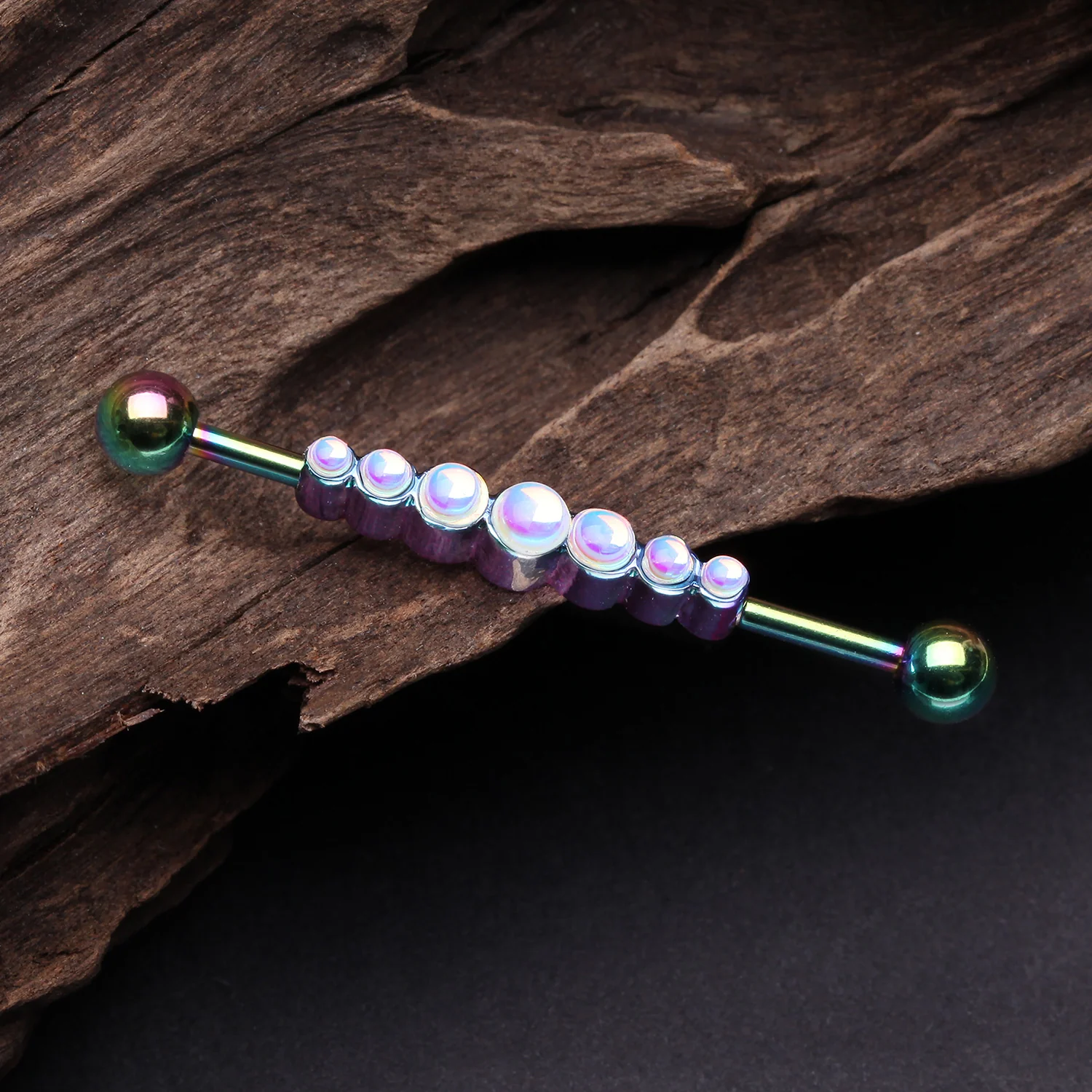 Colorline Iridescent Revo Dazzling Row Sparkle Industrial Barbell - Image 2