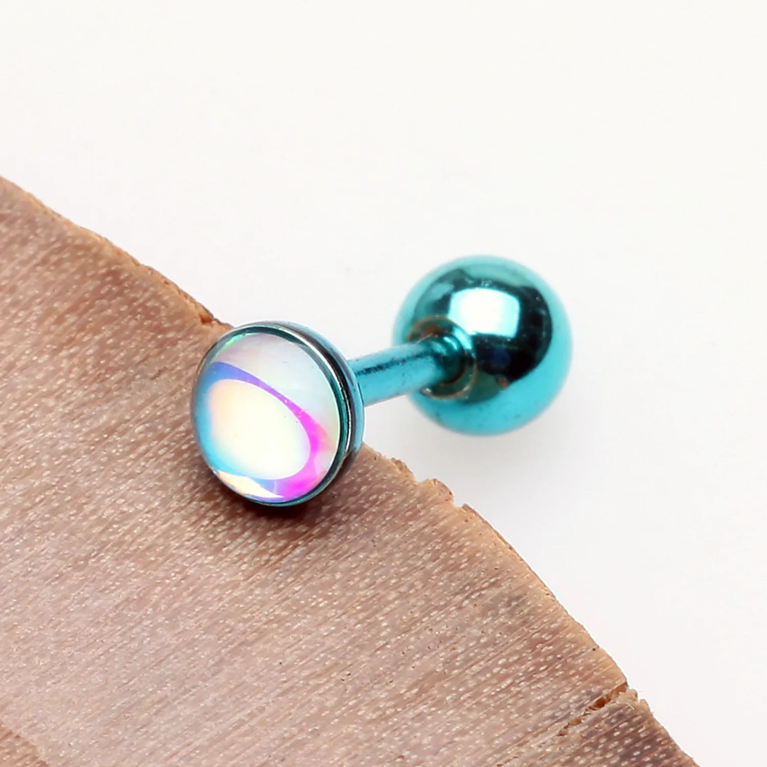 Colorline Iridescent Revo Sparkle Cartilage Tragus Barbell - Image 2