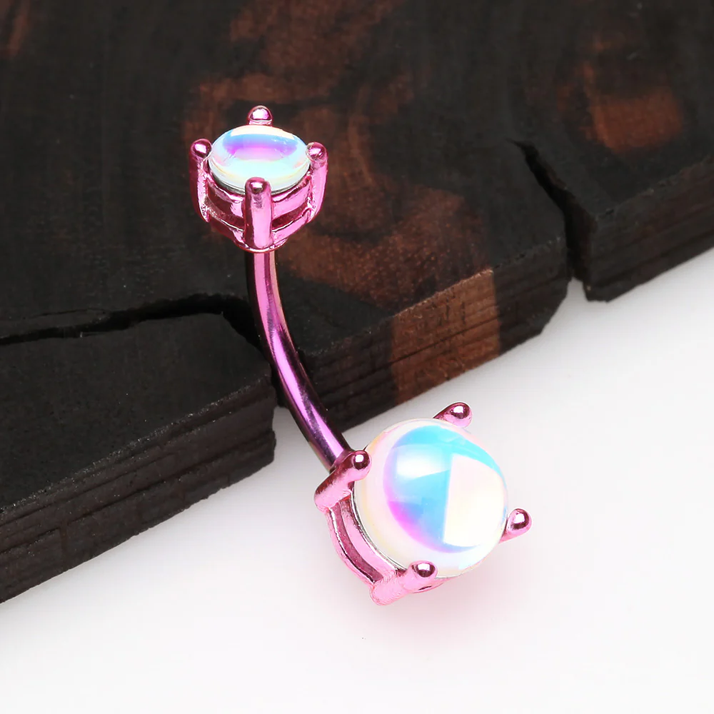 Colorline Iridescent Revo Sparkle Prong Set Belly Button Ring - Image 3