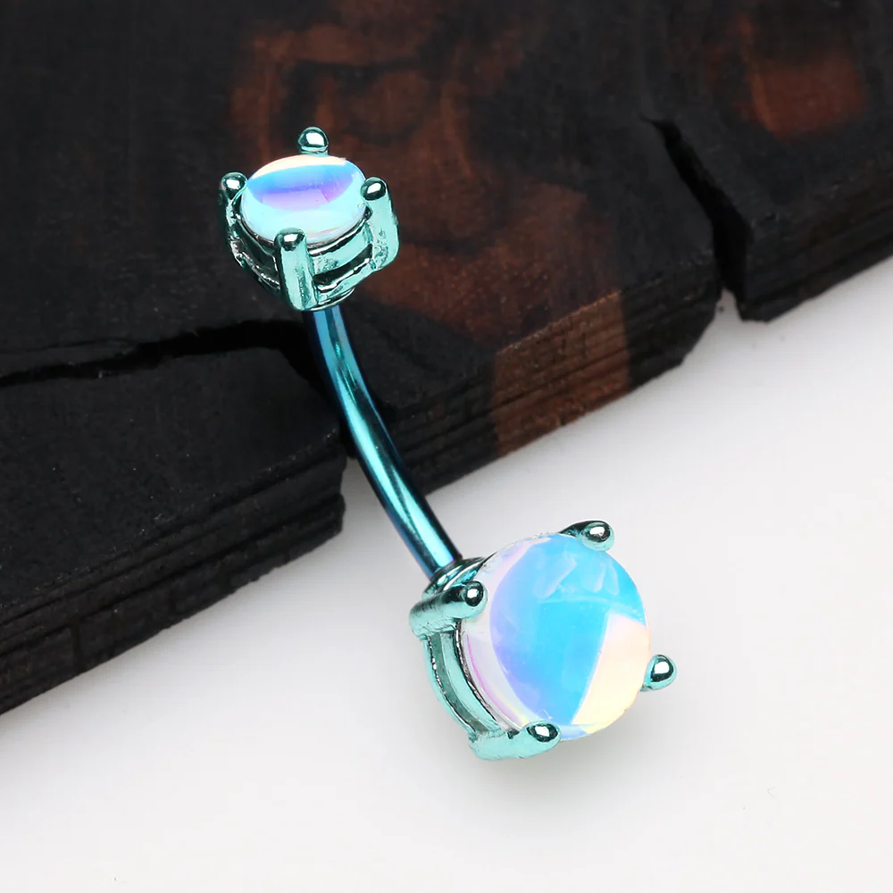Colorline Iridescent Revo Sparkle Prong Set Belly Button Ring - Image 3