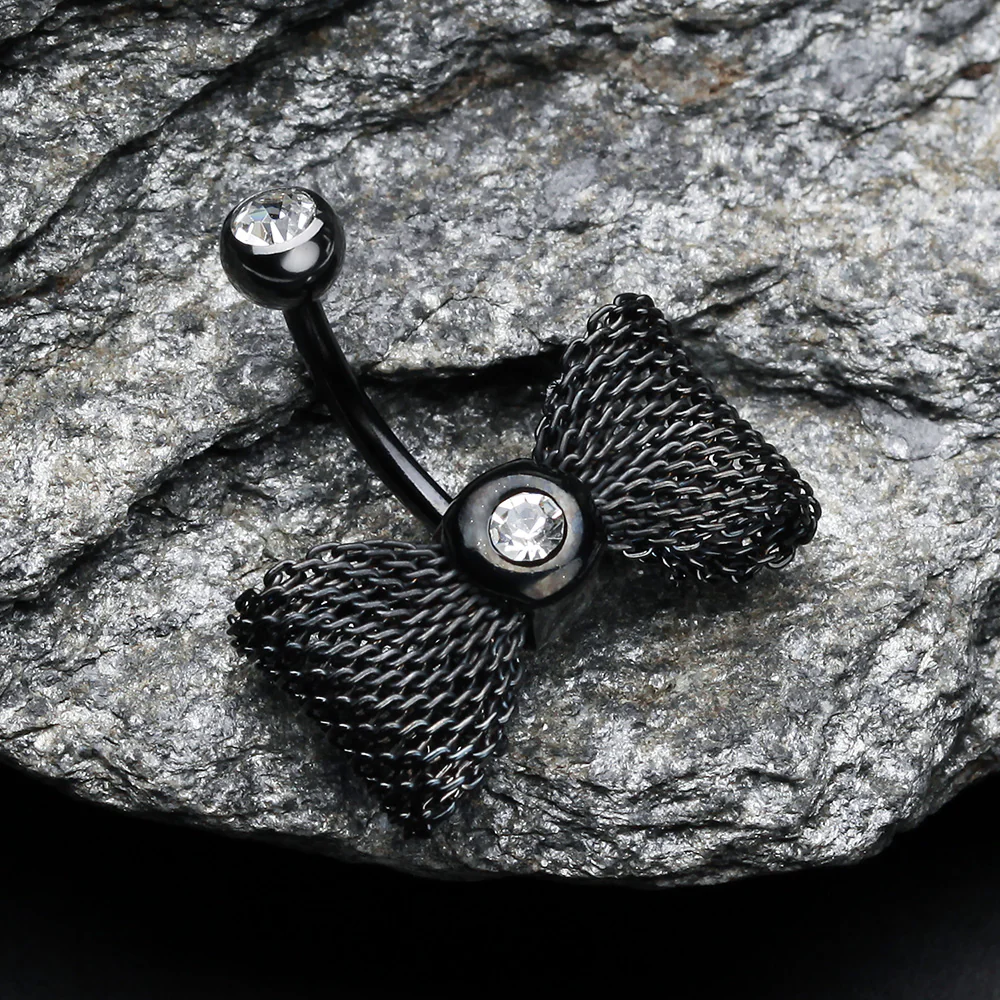 Colorline Mesh Bow-Tie Belly Button Ring - Image 3