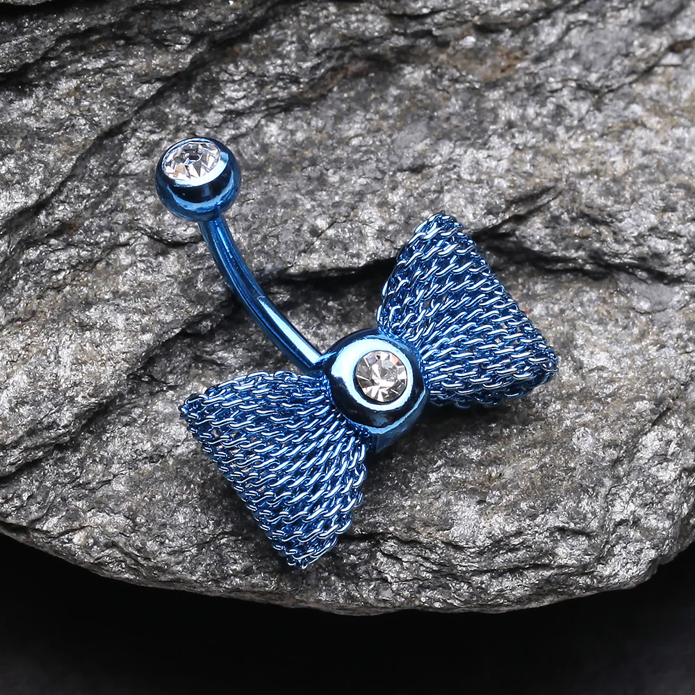 Colorline Mesh Bow-Tie Belly Button Ring - Image 3
