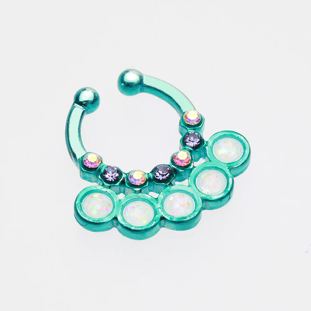 Colorline Opal Aureole Gemina Fake Septum Clip-On Ring - Image 3