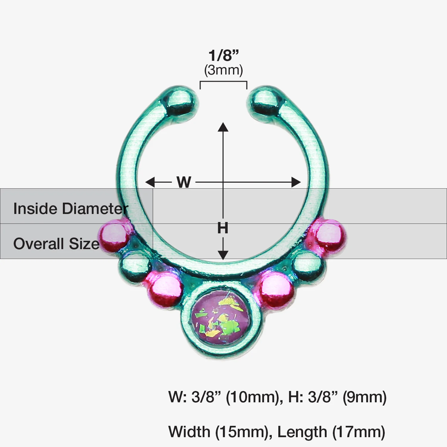 Colorline Opal Grandiose Fake Septum Clip-On Ring - Image 2