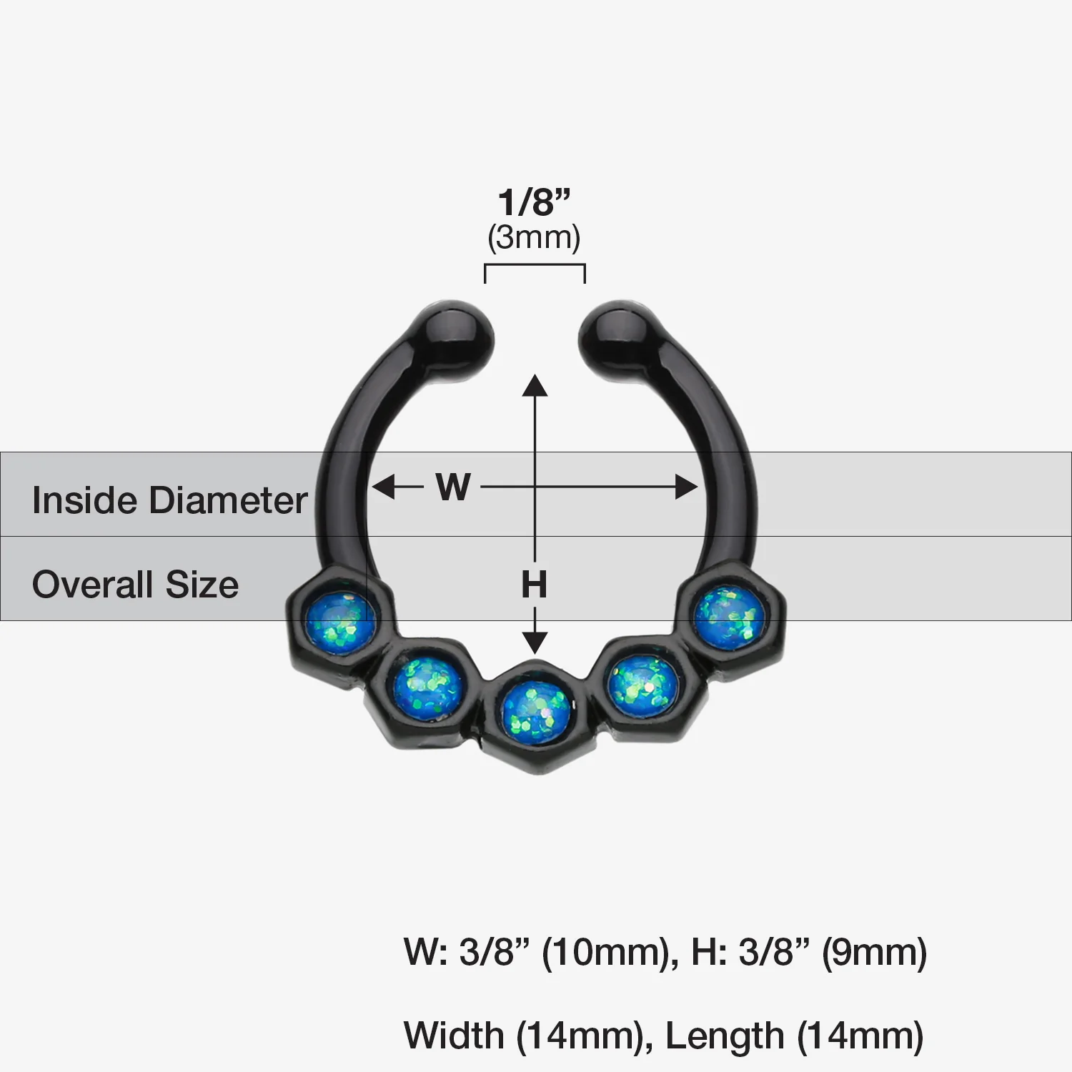 Colorline Opal Hexa Gemina Fake Septum Clip-On Ring - Image 2
