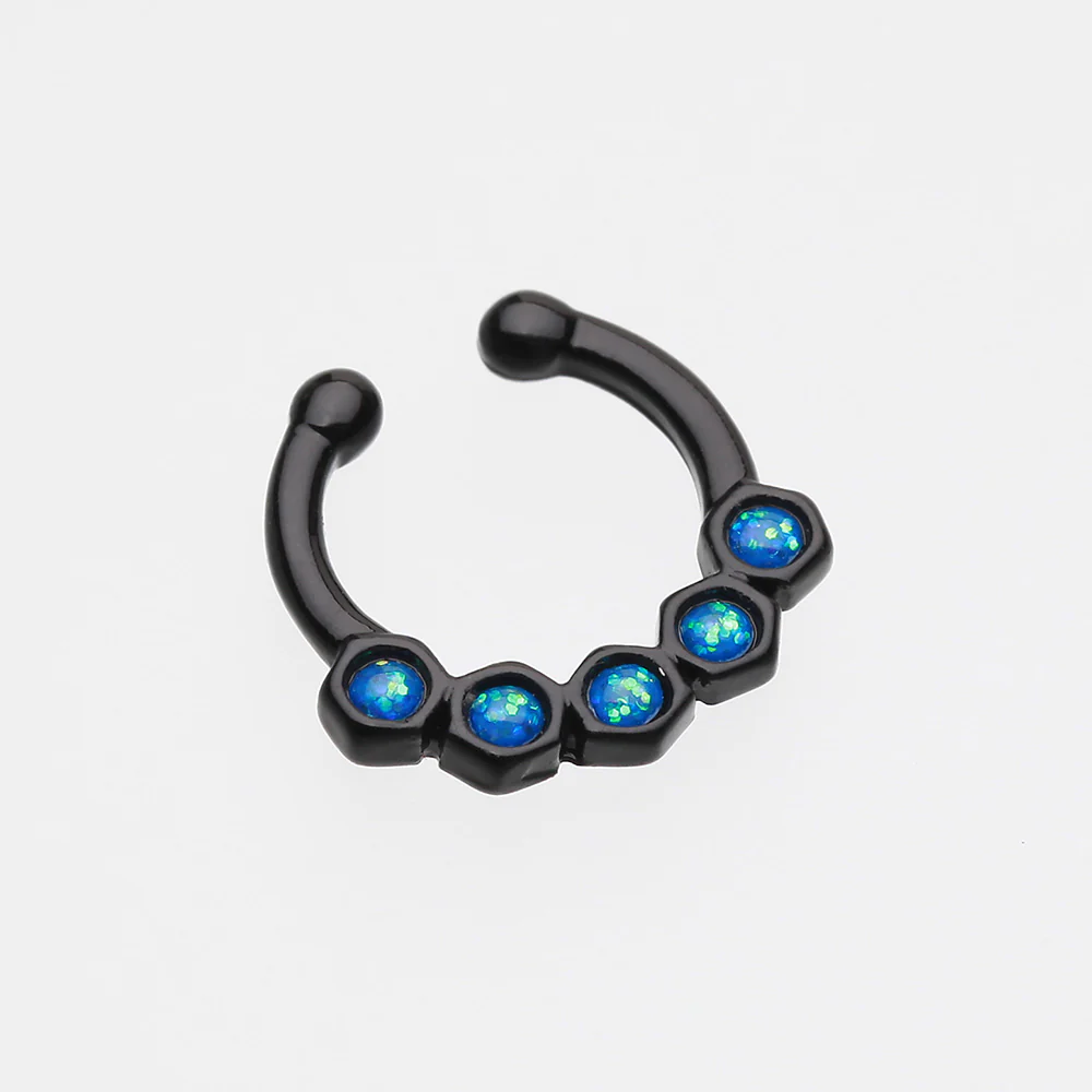 Colorline Opal Hexa Gemina Fake Septum Clip-On Ring - Image 3