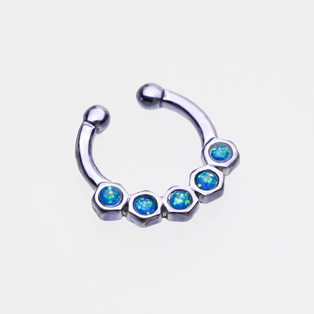 Colorline Opal Hexa Gemina Fake Septum Clip-On Ring - Image 3