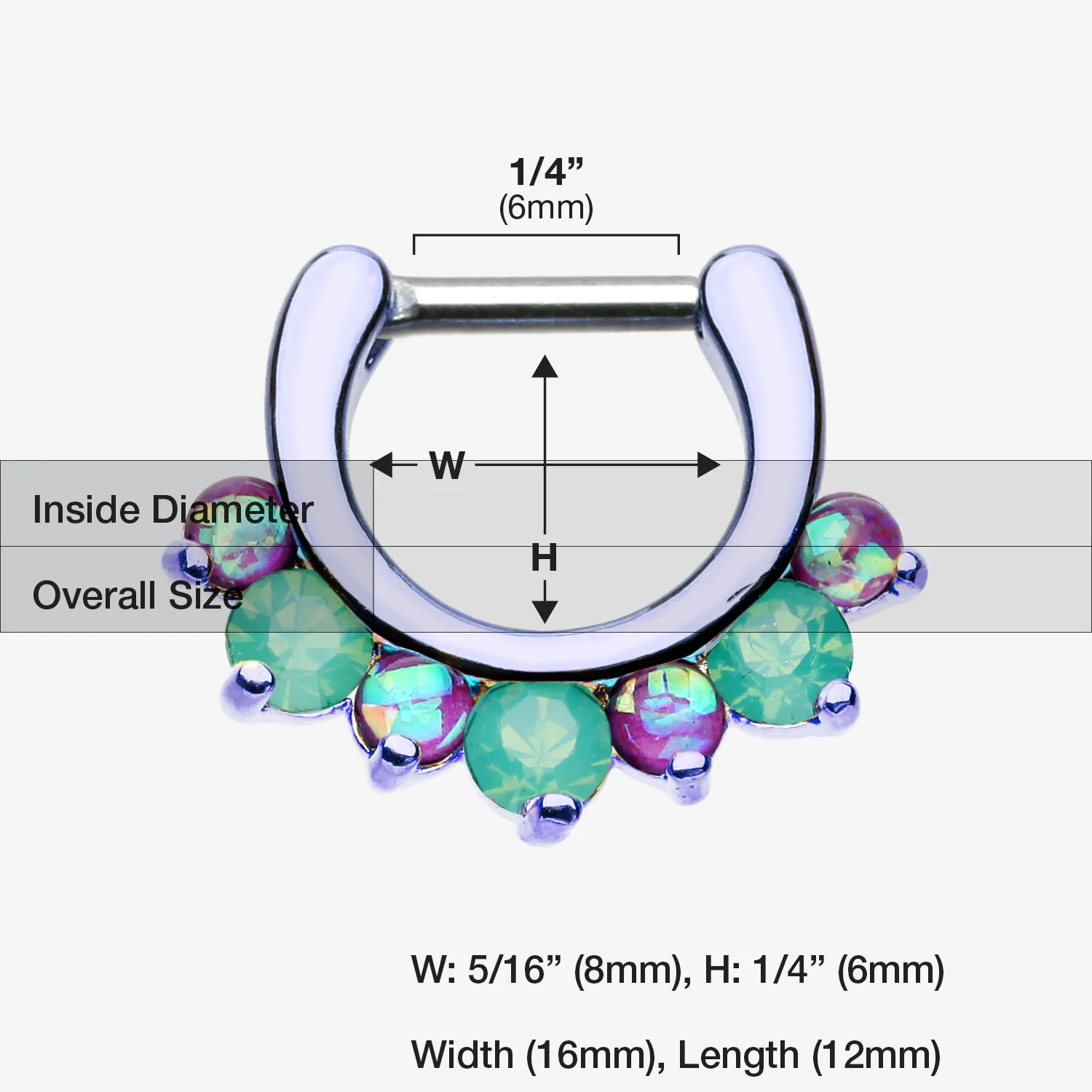 Colorline Opal Sparkle Deuce Septum Clicker Ring - Image 2
