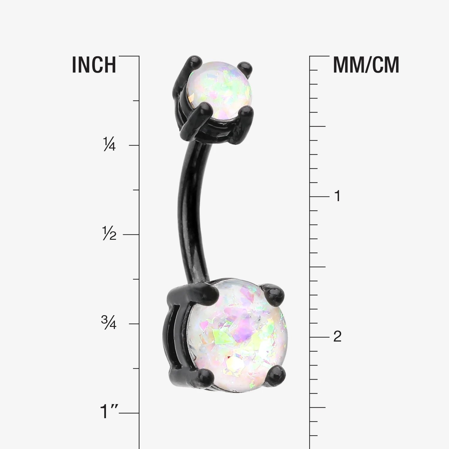 Colorline Opal Sparkle Prong Set Belly Button Ring - Image 2
