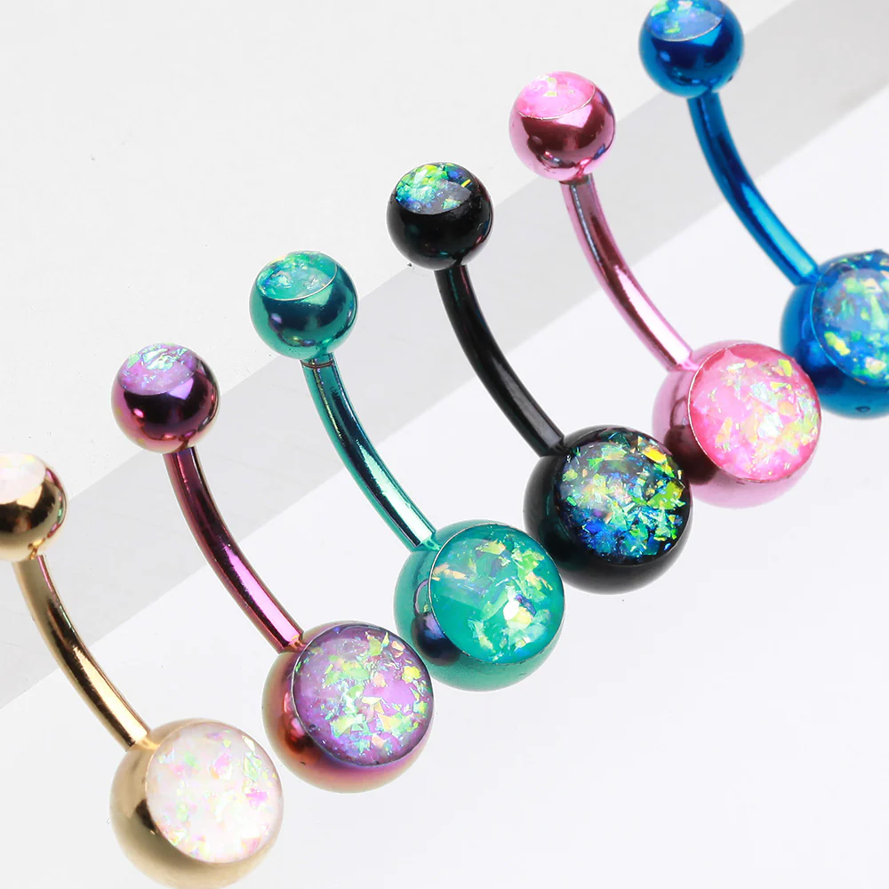 Colorline Opal Sparkle Shower Belly Button Ring - Image 4