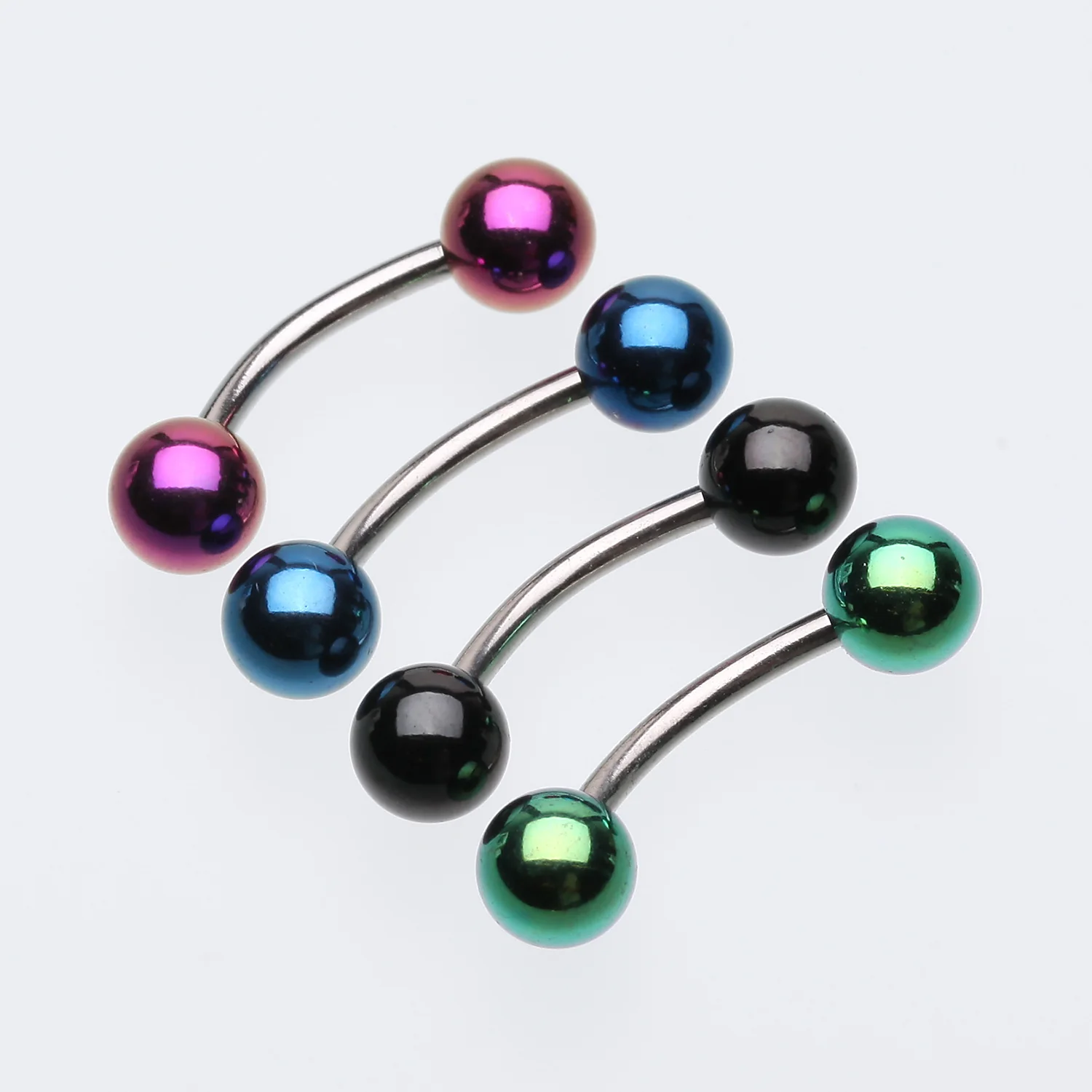 Colorline PVD Ball Top Steel Curved Barbell Ring - Image 2