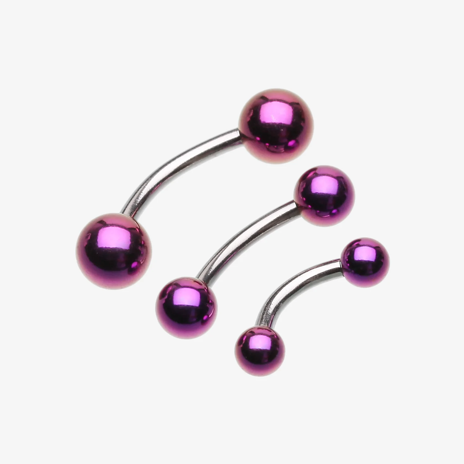 Colorline PVD Ball Top Steel Curved Barbell Ring