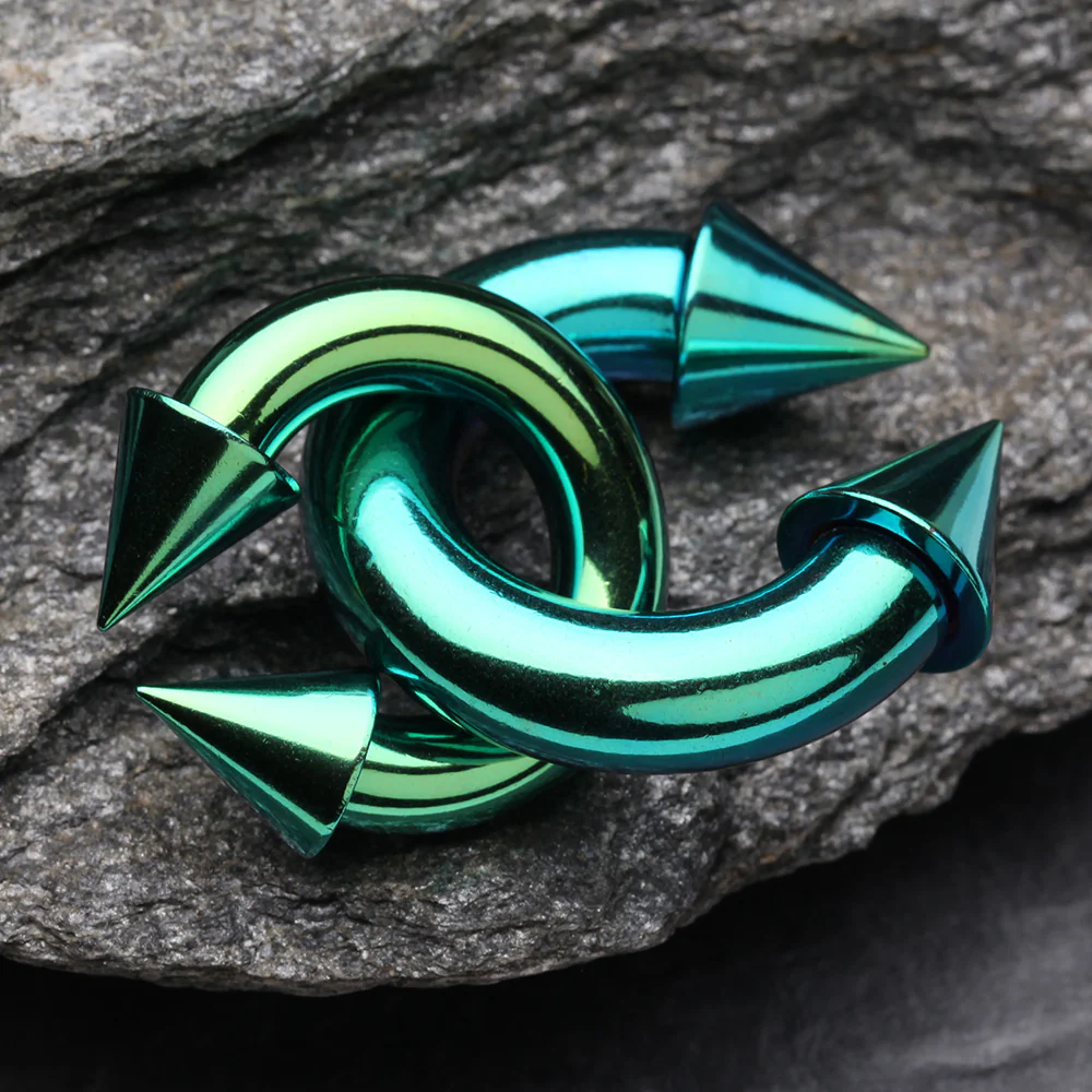 Colorline PVD Basic Spike Top Horseshoe Circular Barbell - Image 3