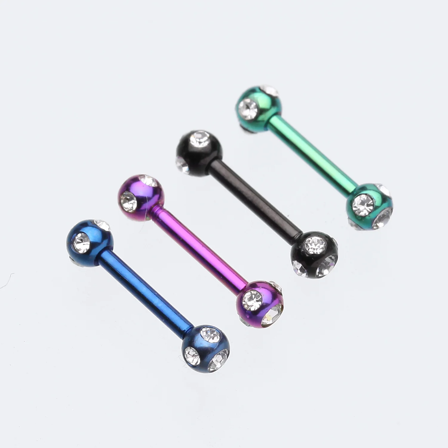 Colorline PVD Double Aurora Gem Ball Steel Cartilage Tragus Barbell - Image 2