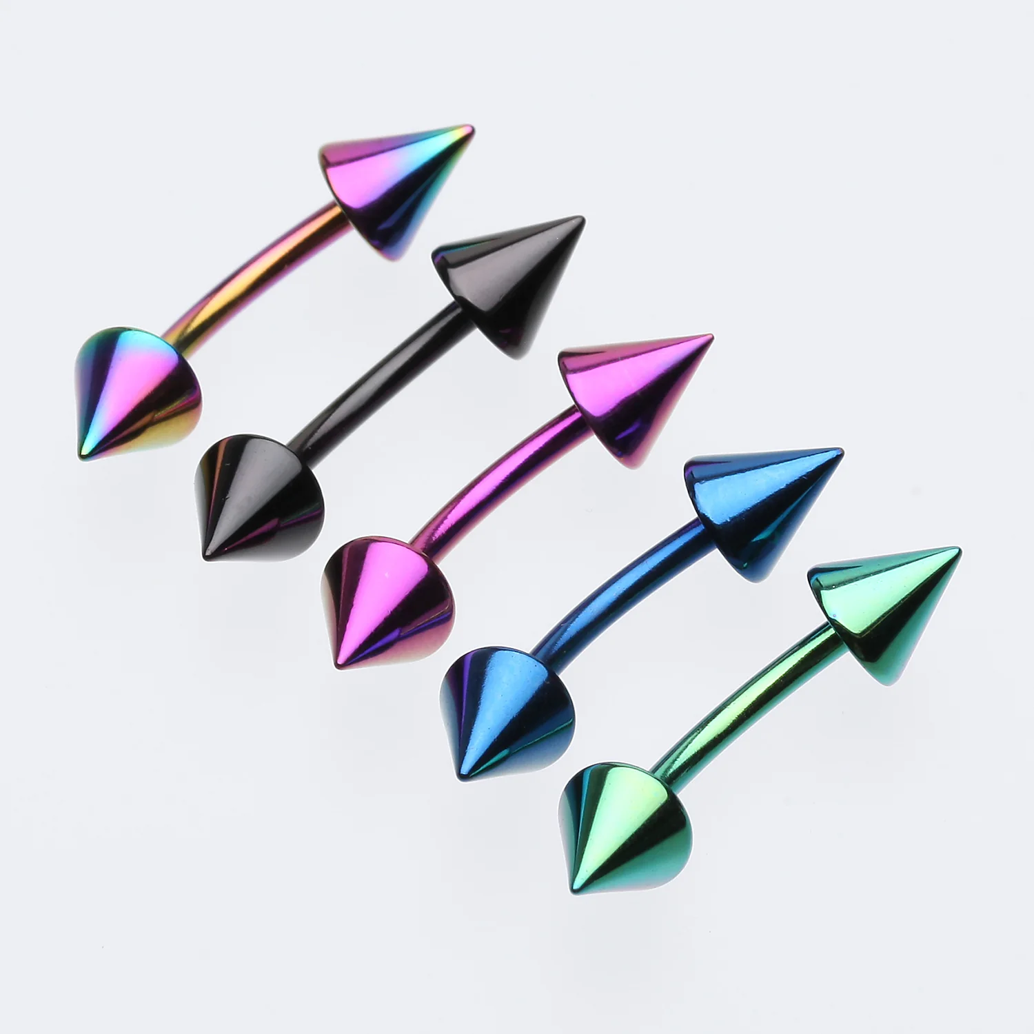 Colorline PVD Spike Curved Barbell Ring - Image 2