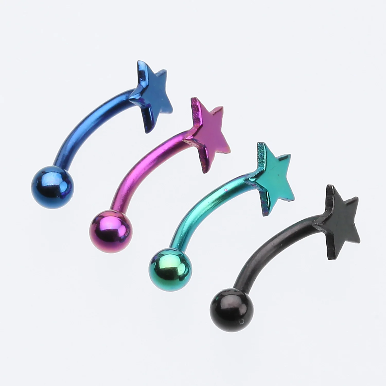 Colorline PVD Star Curved Barbell Eyebrow Ring - Image 2