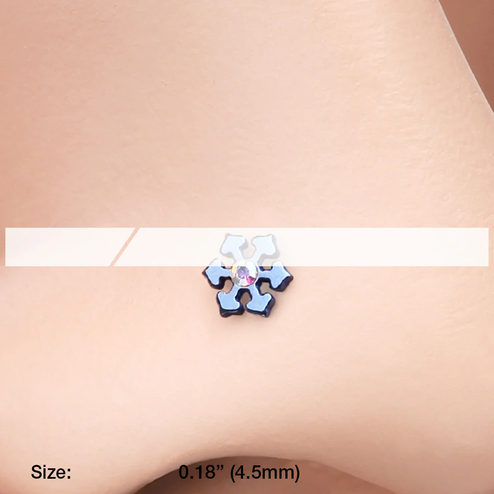 Colorline Snowflake Sparkle L-Shaped Nose Ring - Image 3