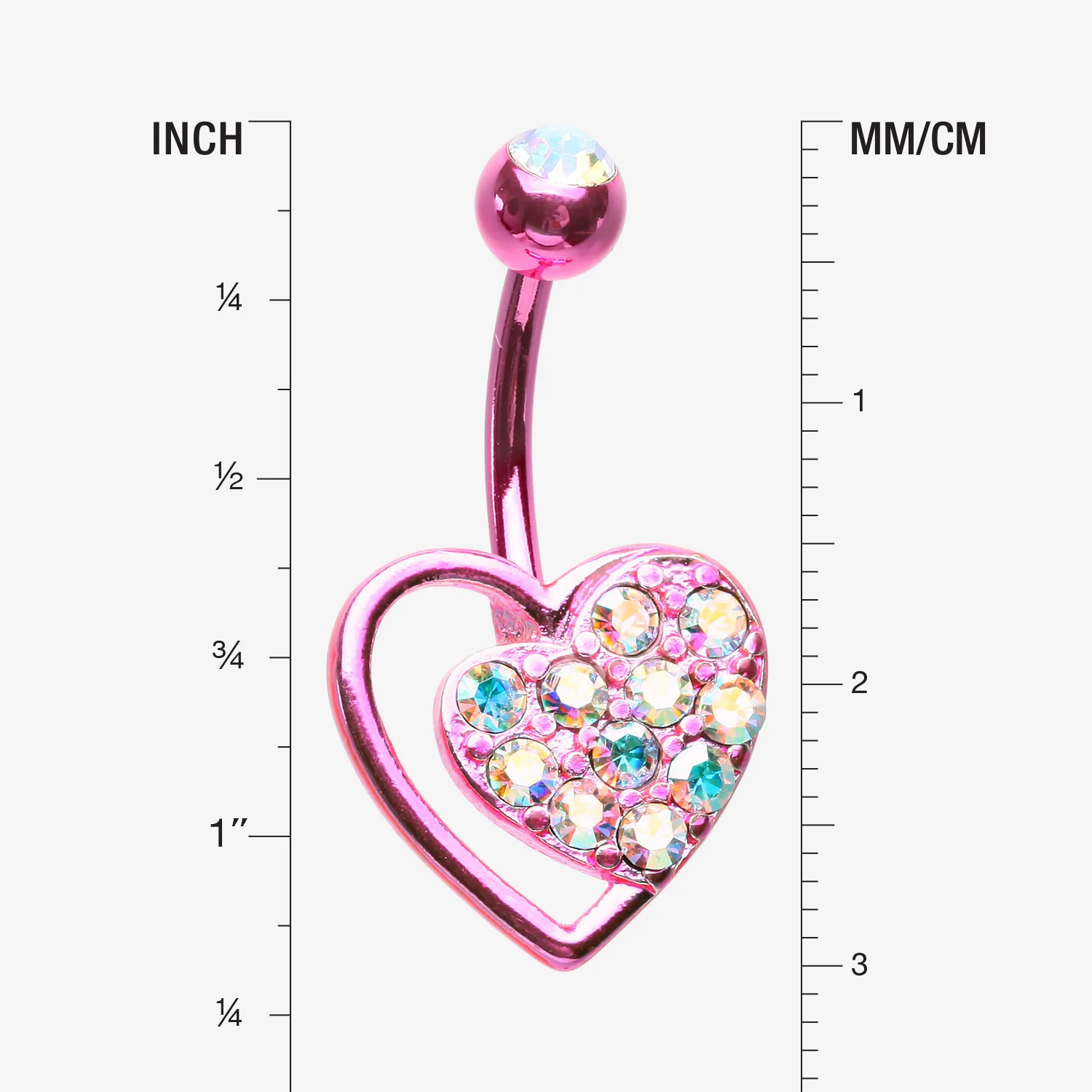 Colorline Sparkle Heart in Heart Belly Button Ring - Image 2
