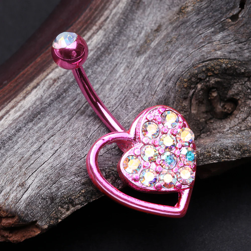 Colorline Sparkle Heart in Heart Belly Button Ring - Image 3