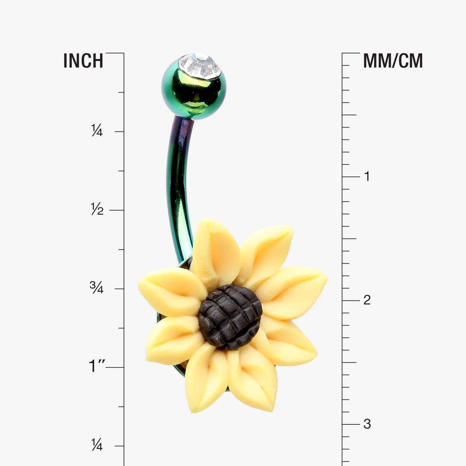 Colorline Sunflower Clay Belly Button Ring - Image 2