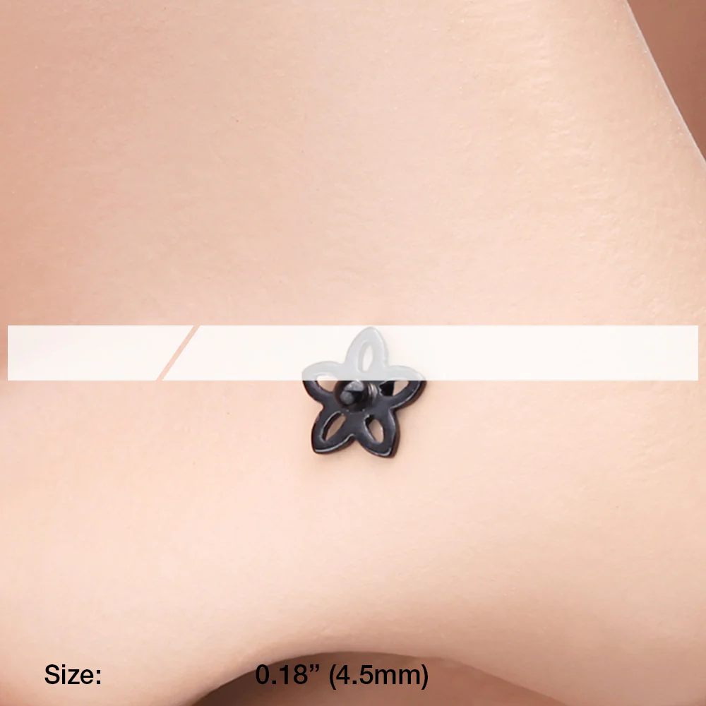 Colorline Sweet Violet Flower L-Shaped Nose Ring - Image 3