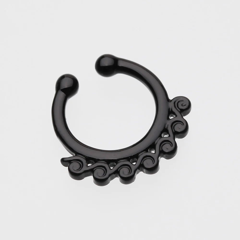 Colorline Tidal Wave Filigree Fake Septum Clip-On Ring - Image 3