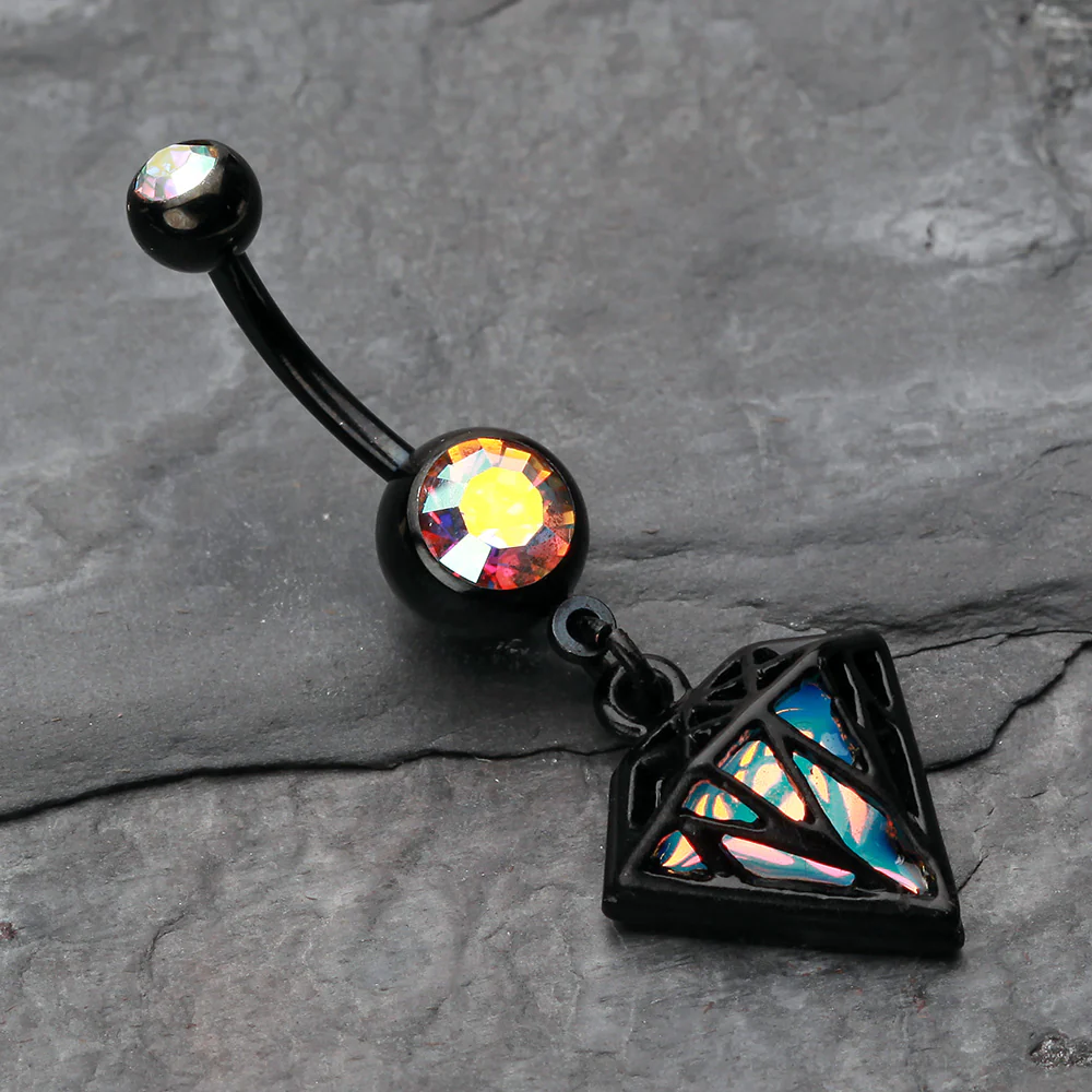 Colorline Urban Iridescent Diamond Belly Button Ring - Image 3