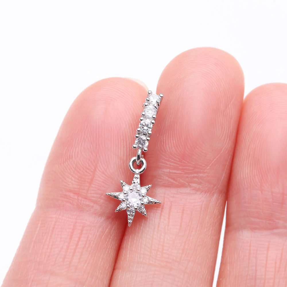 Cosmic Starburst Sparkle Multi-Gem Lined Bendable Hoop Ring - Image 3