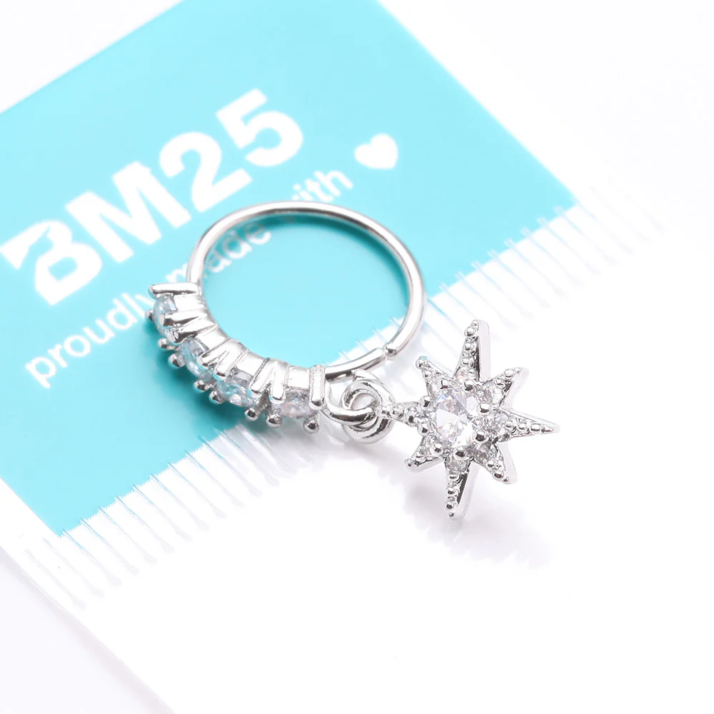 Cosmic Starburst Sparkle Multi-Gem Lined Bendable Hoop Ring - Image 4