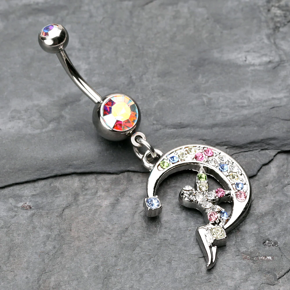 Crescent Moon Fairy Belly Button Ring - Image 3