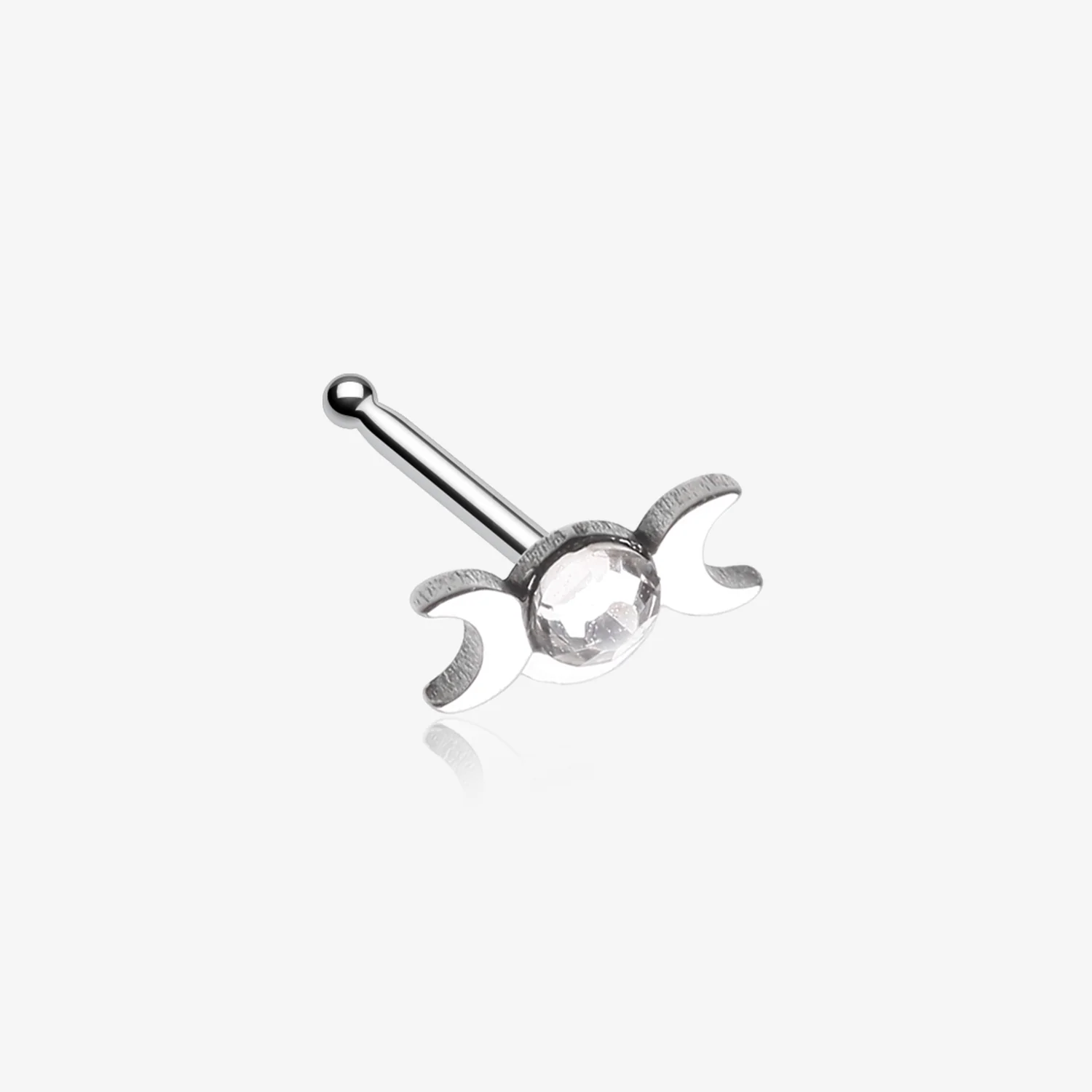 Crescent Moon Goddess Gem Sparkle Nose Stud Ring