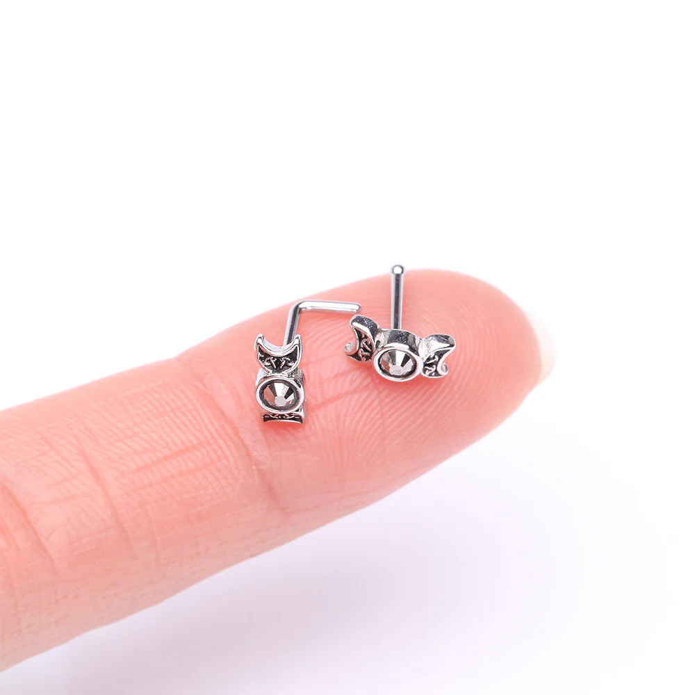 Crescent Moon Goddess Sparkle Nose Stud Ring - Image 3