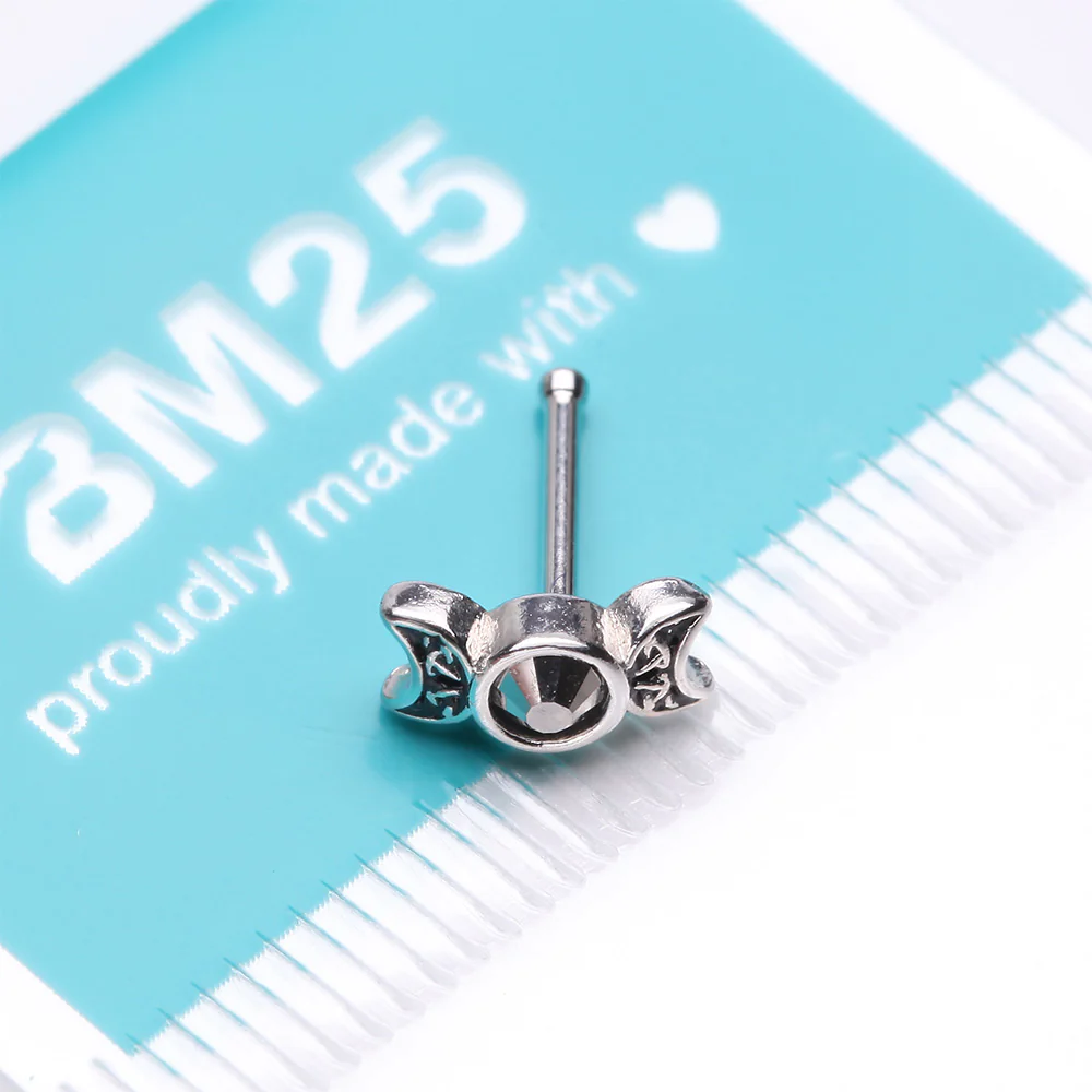 Crescent Moon Goddess Sparkle Nose Stud Ring - Image 4