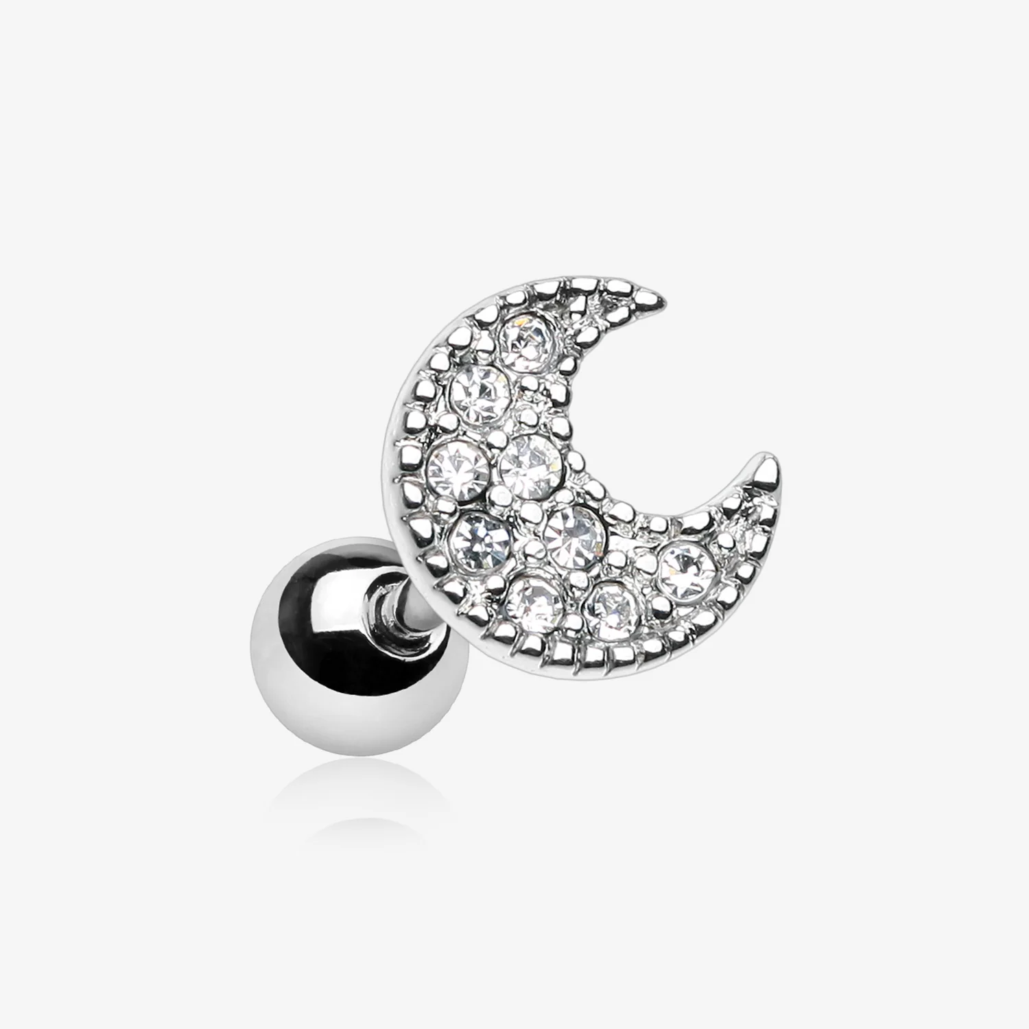 Crescent Moon Sparkle Cartilage Tragus Earring