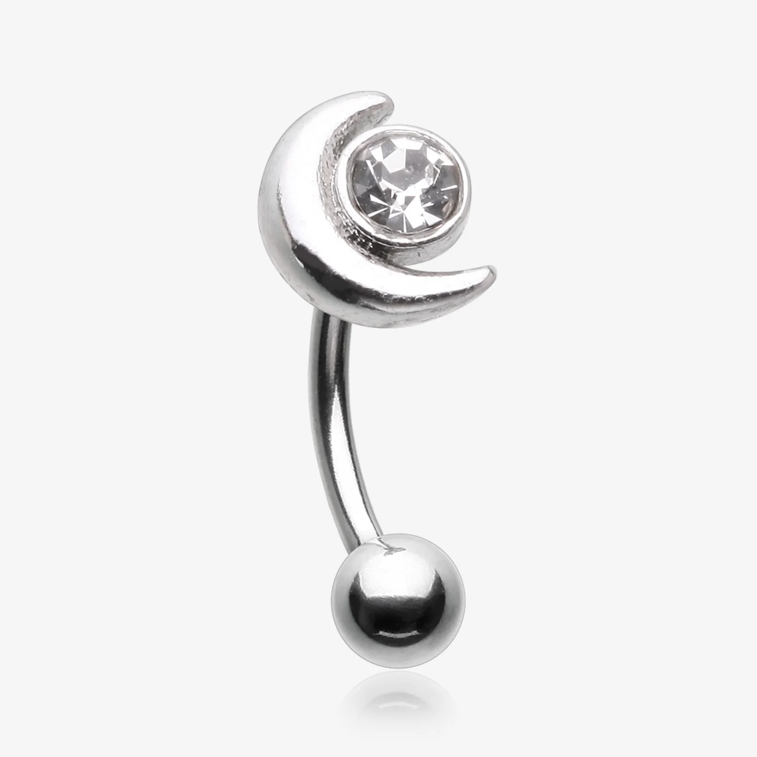 Crescent Moon Sparkle Gem Curved Barbell